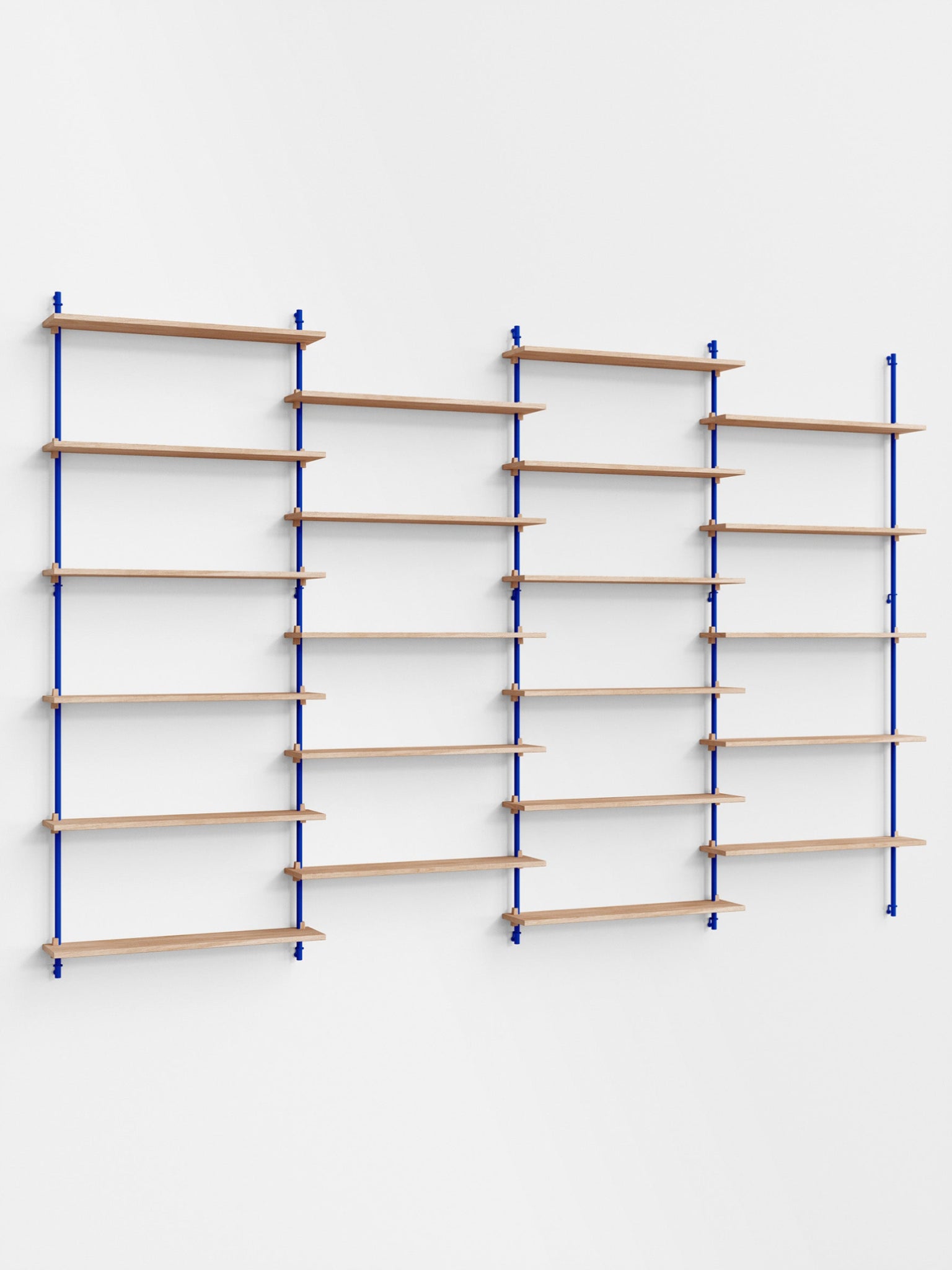 Moebe Wall Shelving Set Ws.200.4, Oak Shelves, Deep Blue Legs (fsc Mix Credit)