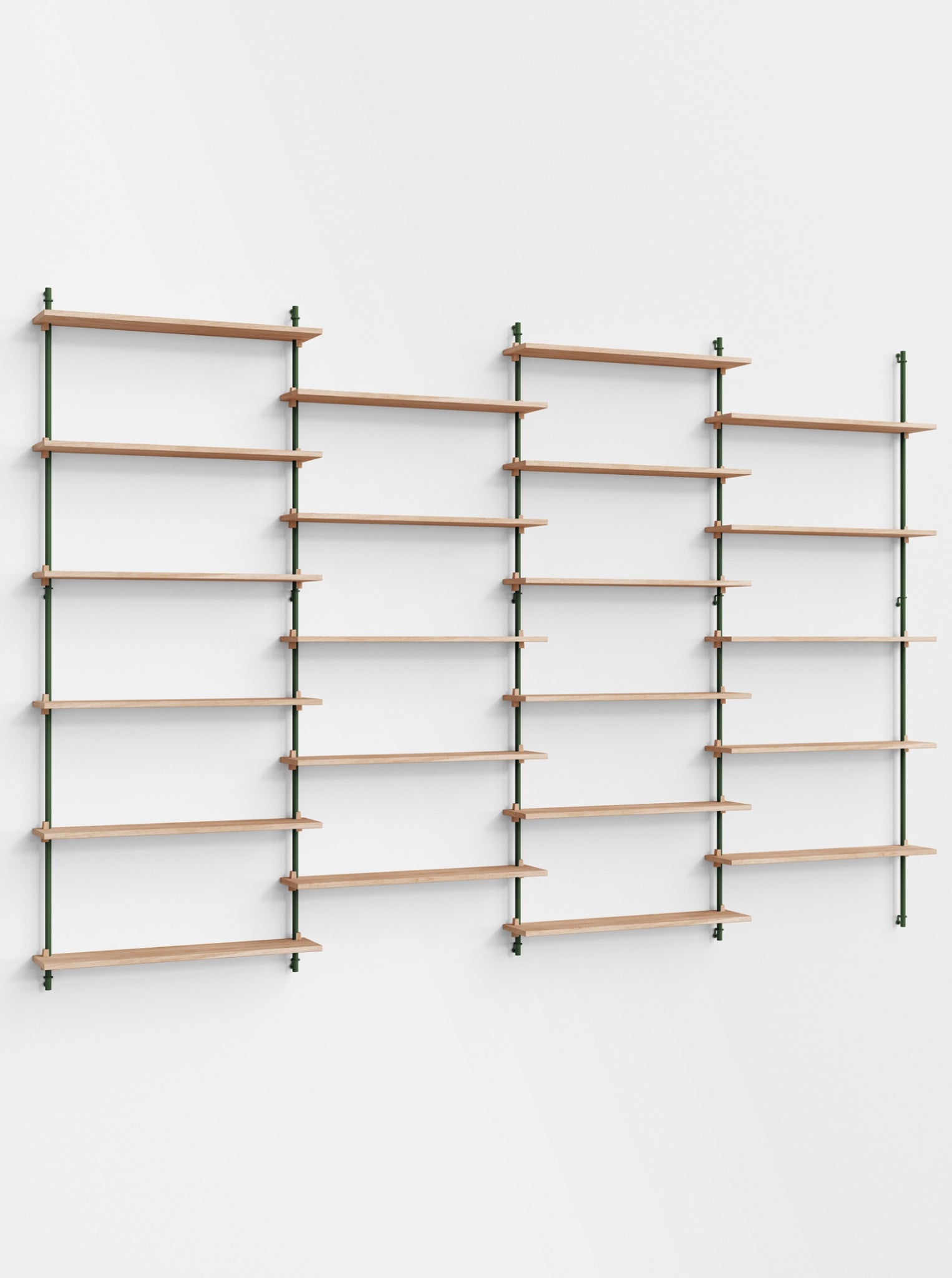 Moebe Wall Shelving Set Ws.200.4, Oak Shelves, Pine Green Legs (fsc Mix Credit)