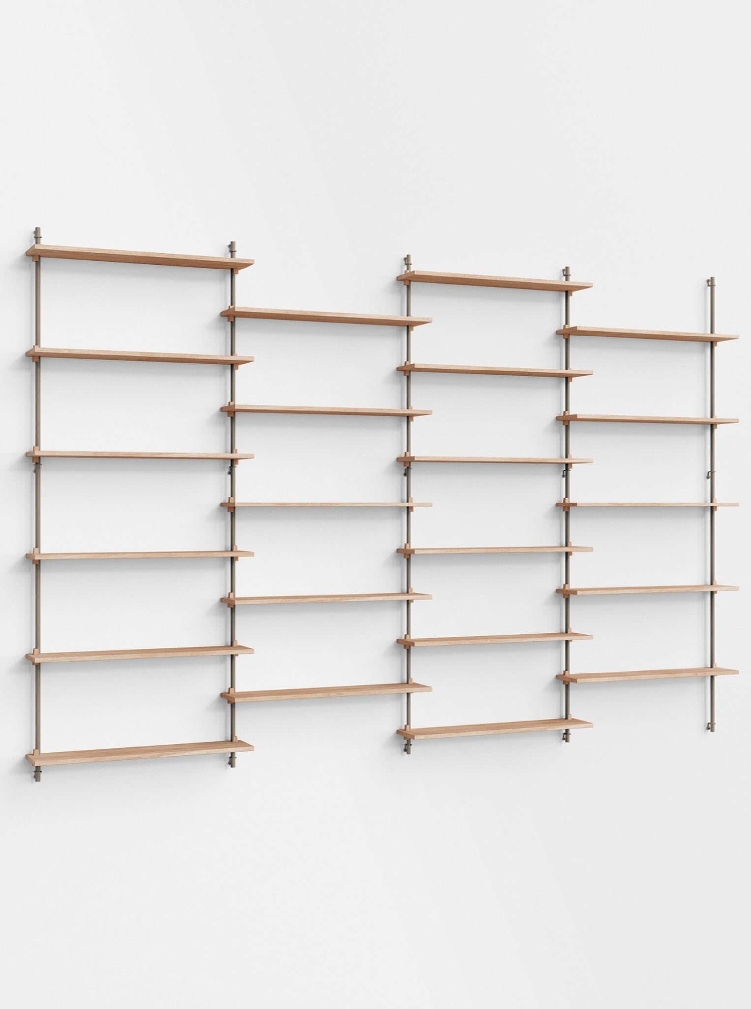 Moebe Wall Shelving Set Ws.200.4, Oak Shelves, Warm Grey Legs (fsc Mix Credit)