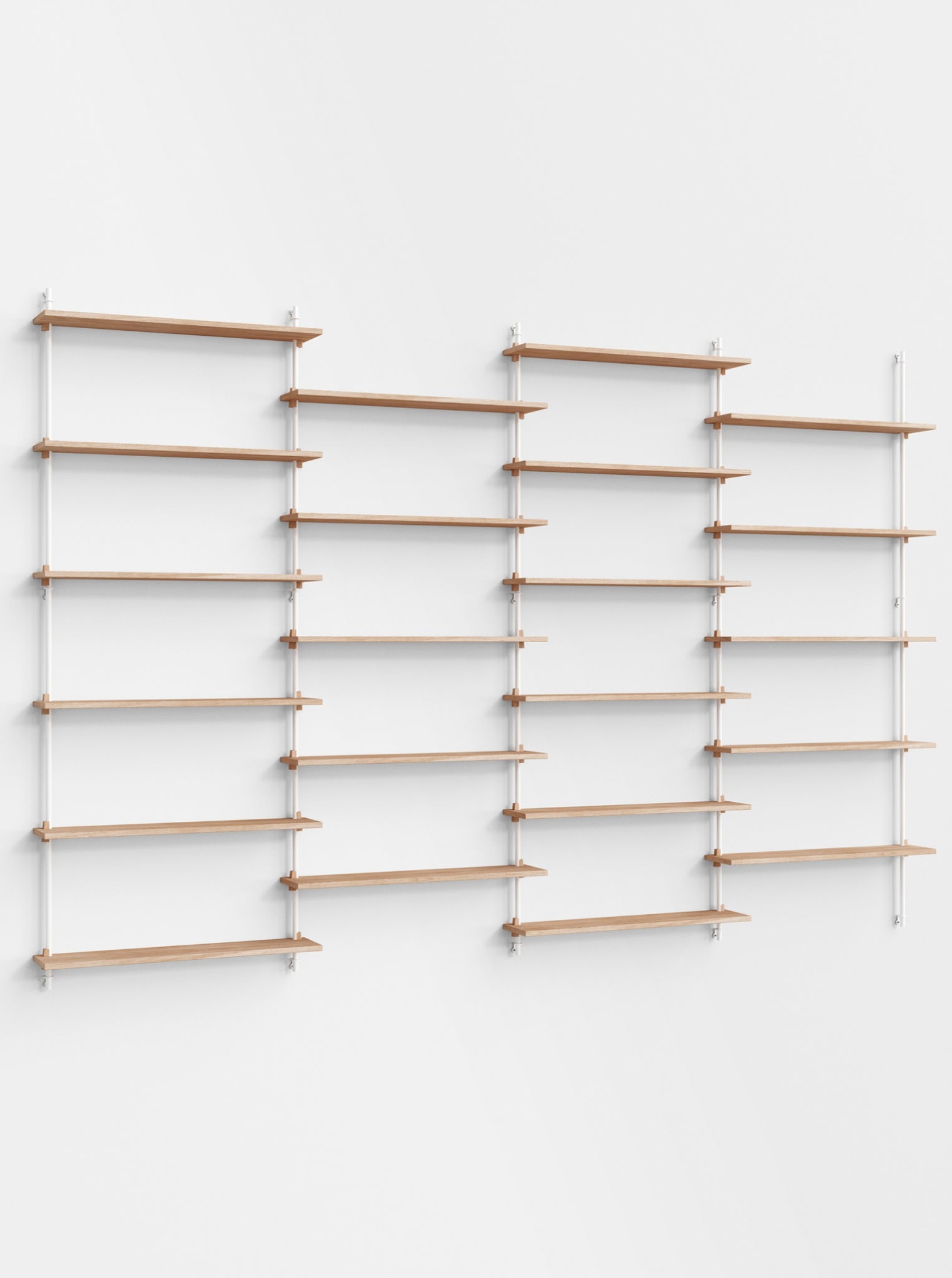 Moebe Wall Shelving Set Ws.200.4, Oak Shelves, White Legs (fsc Mix Credit)