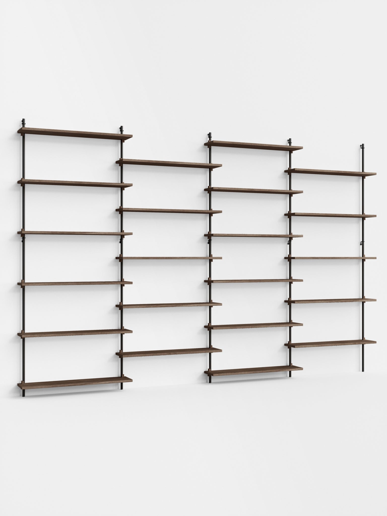 Moebe Wall Shelving Set Ws.200.4, Smoked Oak Shelves, Black Legs (fsc Mix Credit)