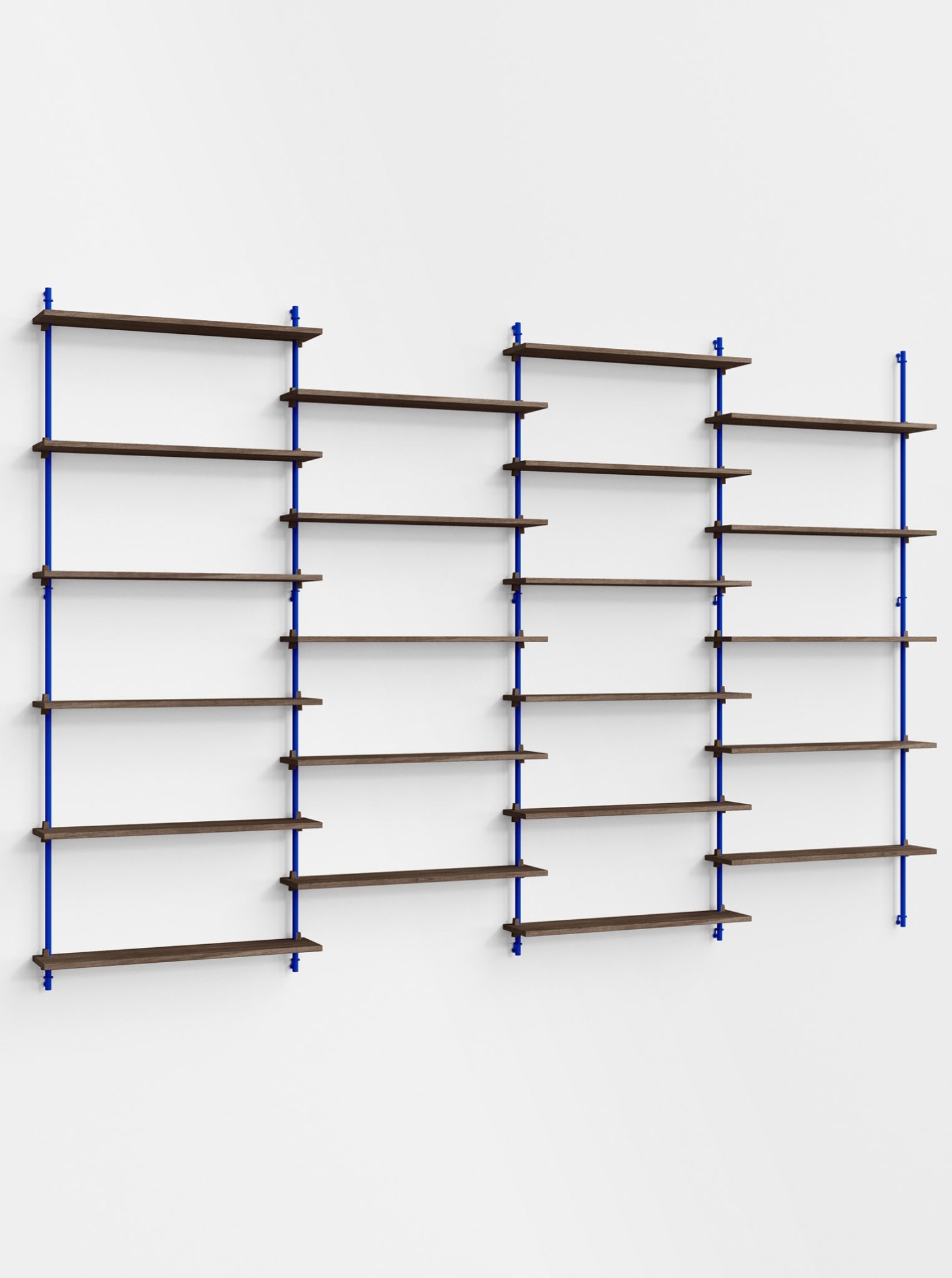 Moebe Wall Shelving Set Ws.200.4, Smoked Oak Shelves, Deep Blue Legs (fsc Mix Credit)