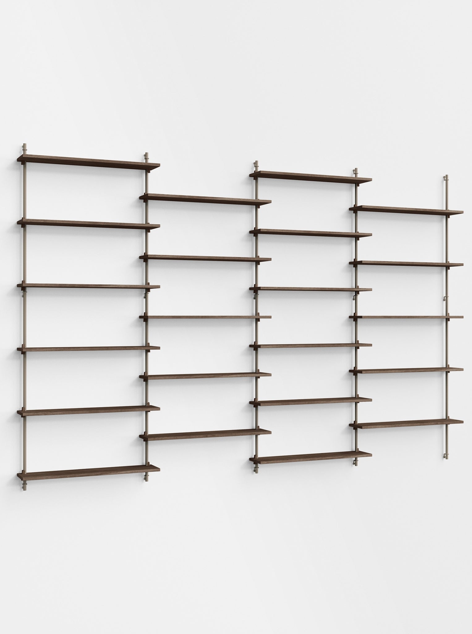 Moebe Wall Shelving Set Ws.200.4, Smoked Oak Shelves, Warm Grey Legs (fsc Mix Credit)