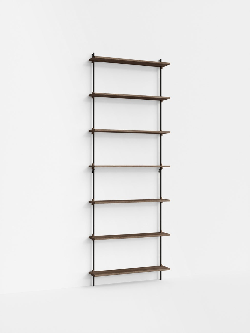 Moebe Wall Shelving Set Ws.230.1, Smoked Oak Shelves, Black Legs (fsc Mix Credit)