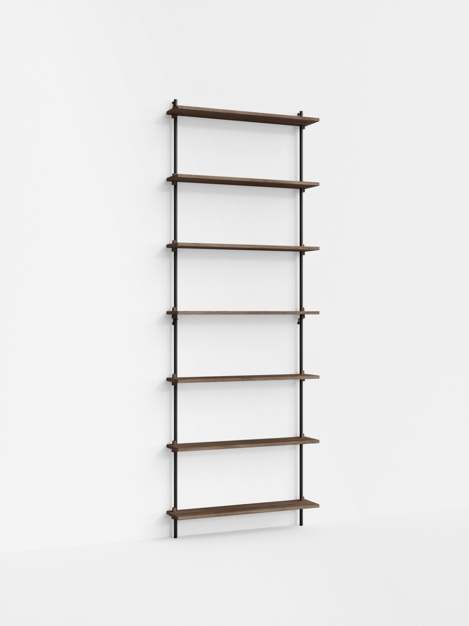 Moebe Wall Shelving Set Ws.230.1, Smoked Oak Shelves, Black Legs (fsc Mix Credit)