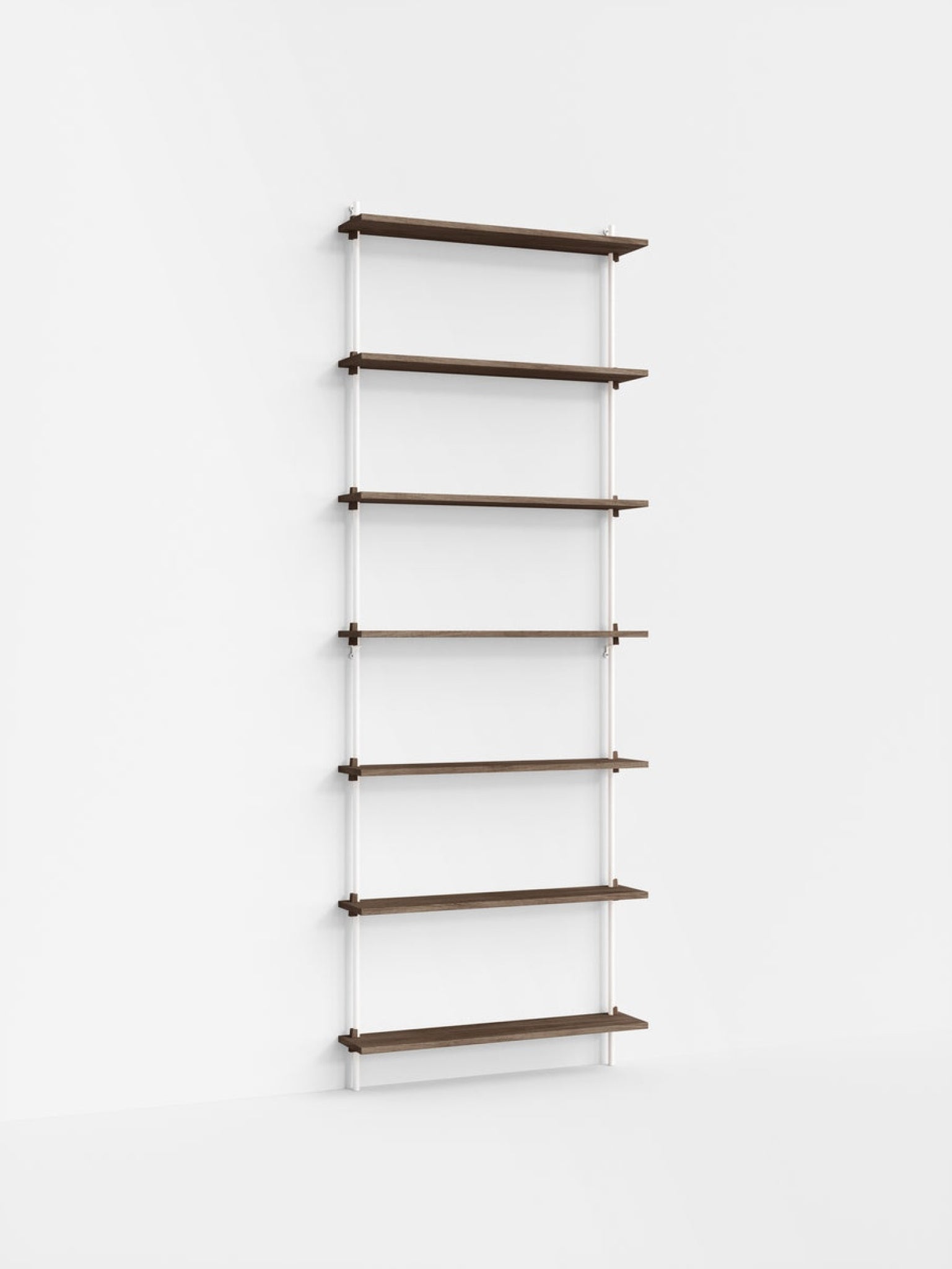 Moebe Wall Shelving Set Ws.230.1, Smoked Oak Shelves, White Legs (fsc Mix Credit)