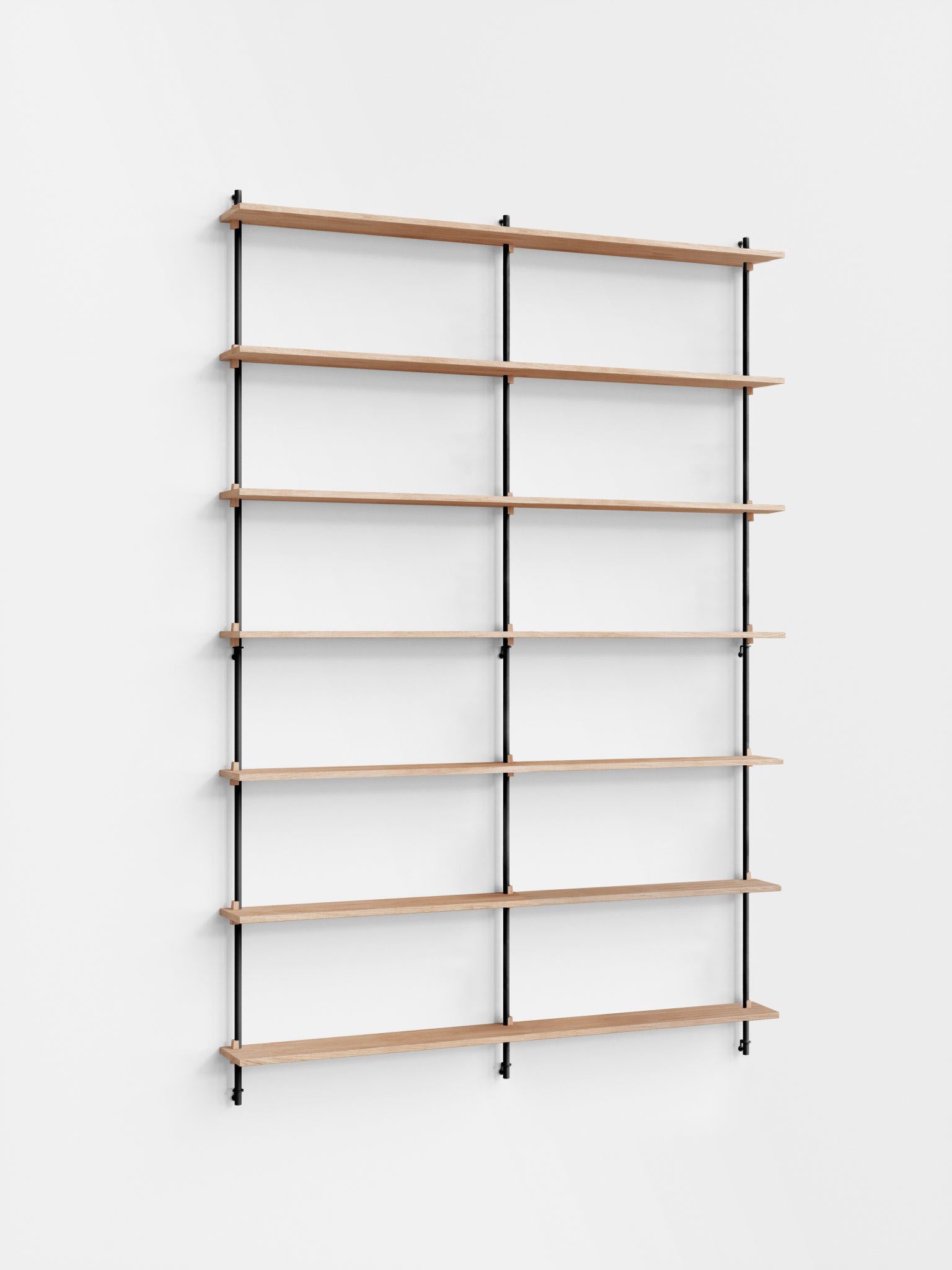 Moebe Wall Shelving Set Ws.230.2.b, Oak Shelves, Black Legs (fsc Mix Credit)