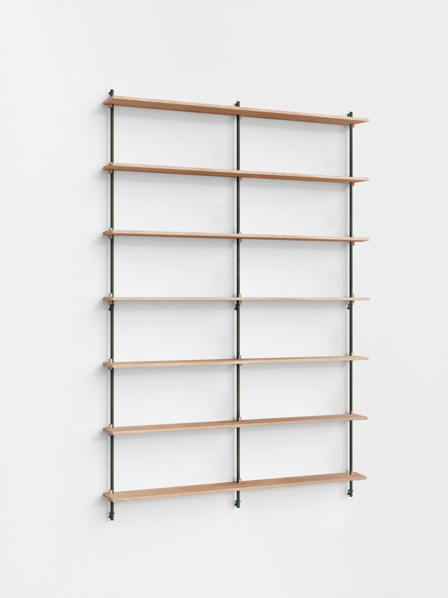 Moebe Wall Shelving Set Ws.230.2.b, Oak Shelves, Pine Green Legs (fsc Mix Credit)