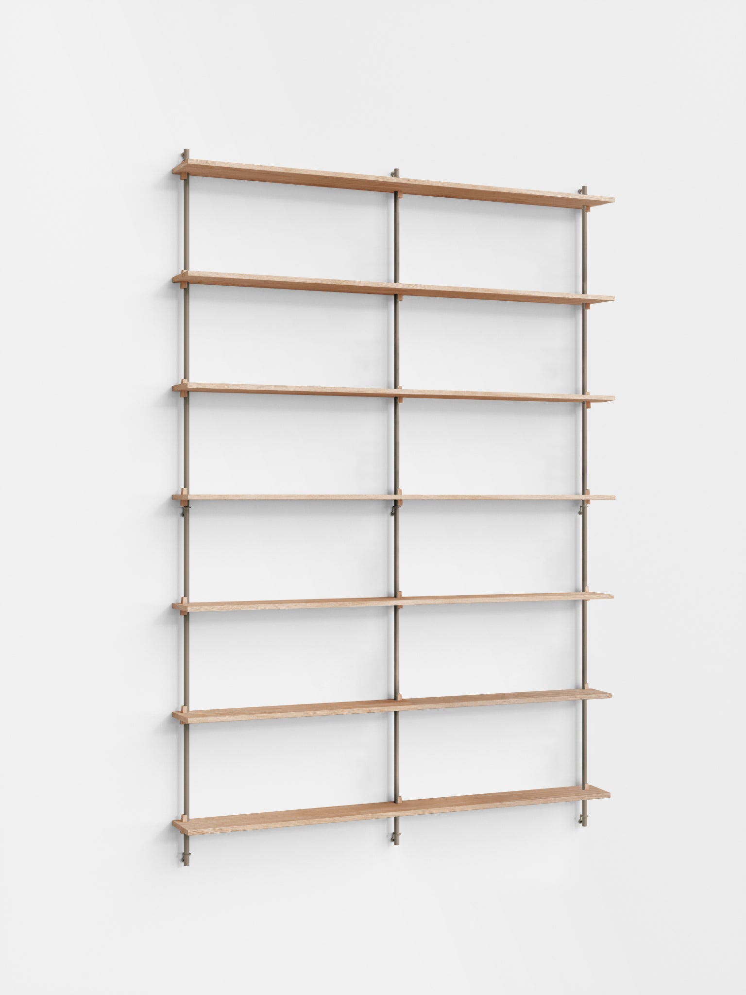 Moebe Wall Shelving Set Ws.230.2.b, Oak Shelves, Warm Grey Legs (fsc Mix Credit)