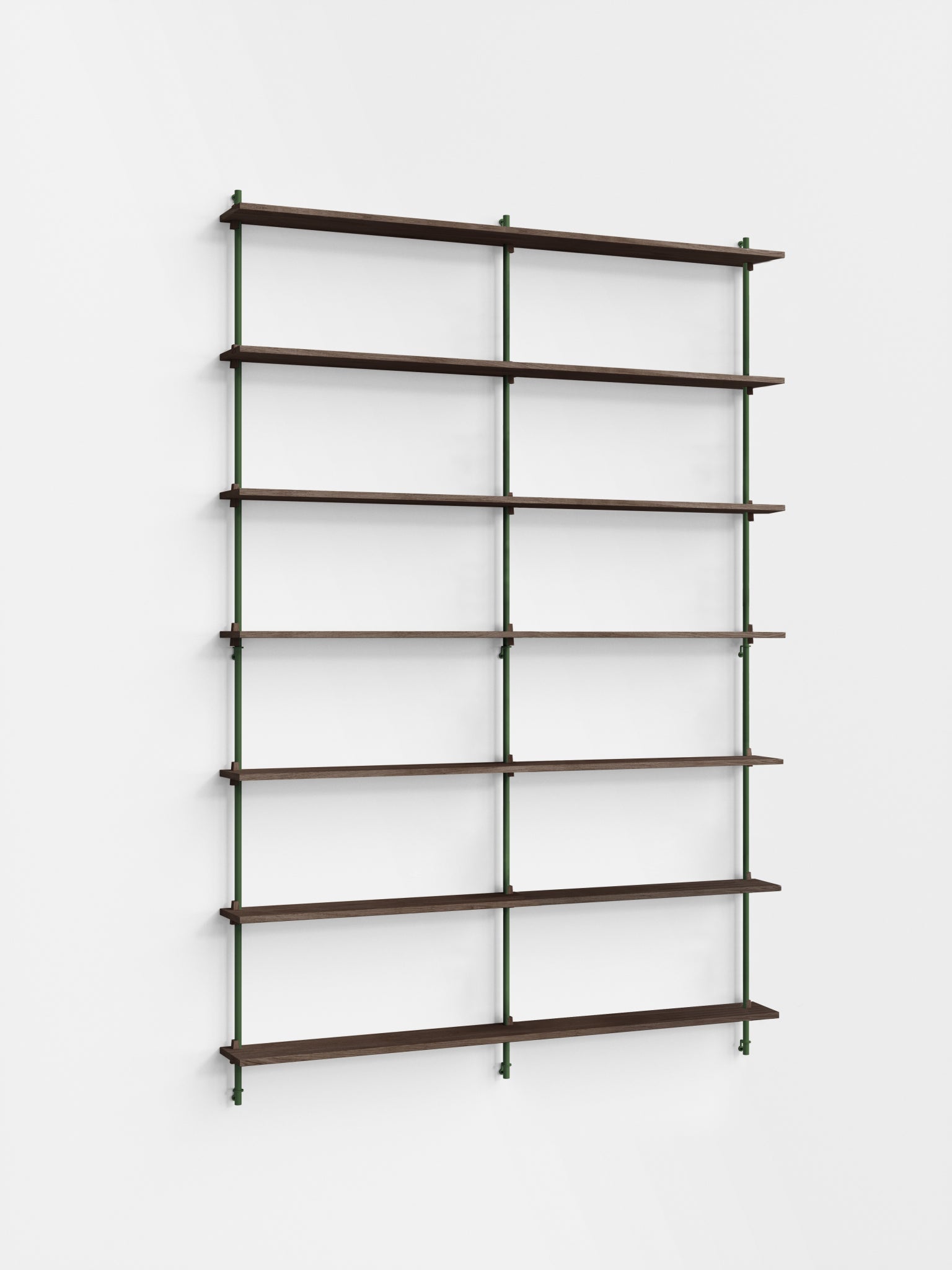 Moebe Wall Shelving Set Ws.230.2.b, Smoked Oak Shelves, Pine Green Legs (fsc Mix Credit)