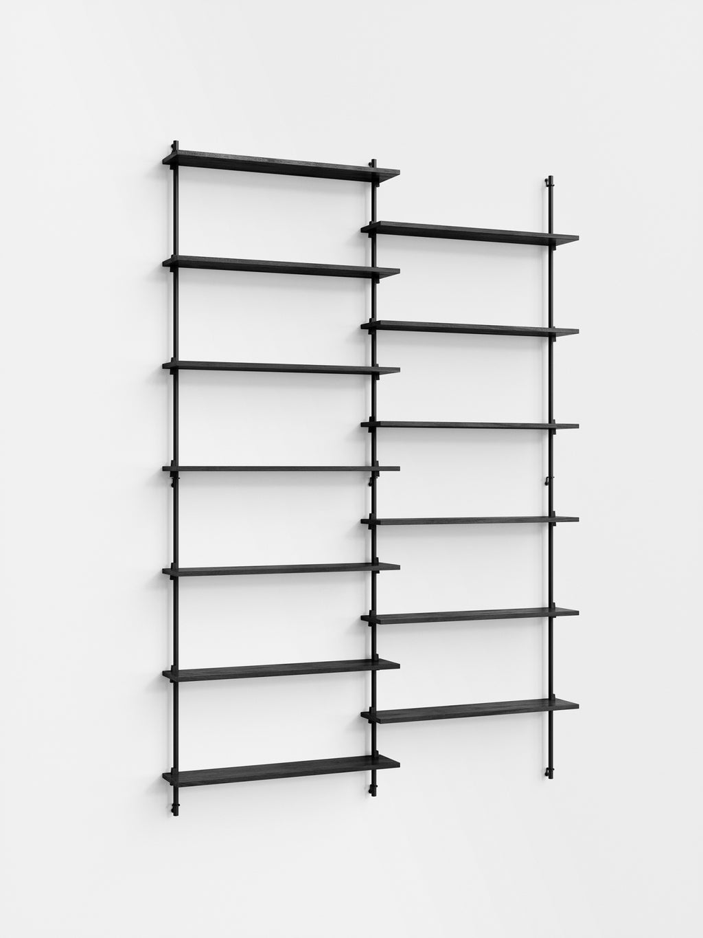 Moebe Wall Shelving Set Ws.230.2, Black Shelves, Black Legs (fsc Mix Credit)