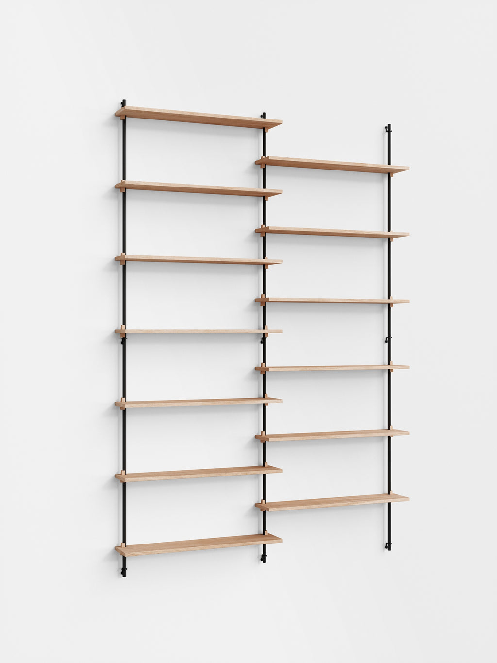 Moebe Wall Shelving Set Ws.230.2, Oak Shelves, Black Legs (fsc Mix Credit)