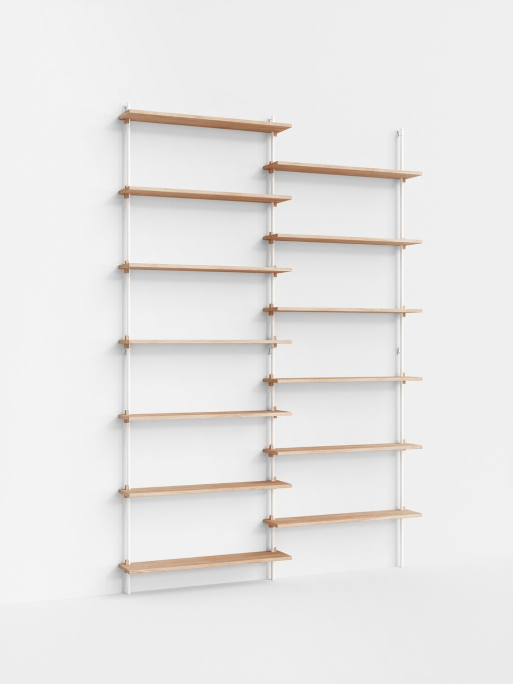 Moebe Wall Shelving Set Ws.230.2, Oak Shelves, White Legs (fsc Mix Credit)