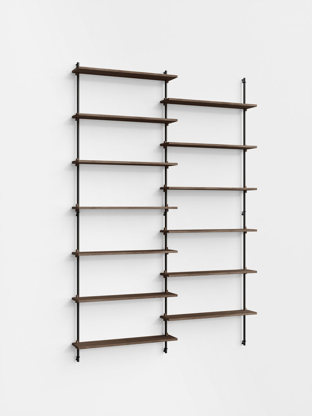 Moebe Wall Shelving Set Ws.230.2, Smoked Oak Shelves, Black Legs (fsc Mix Credit)
