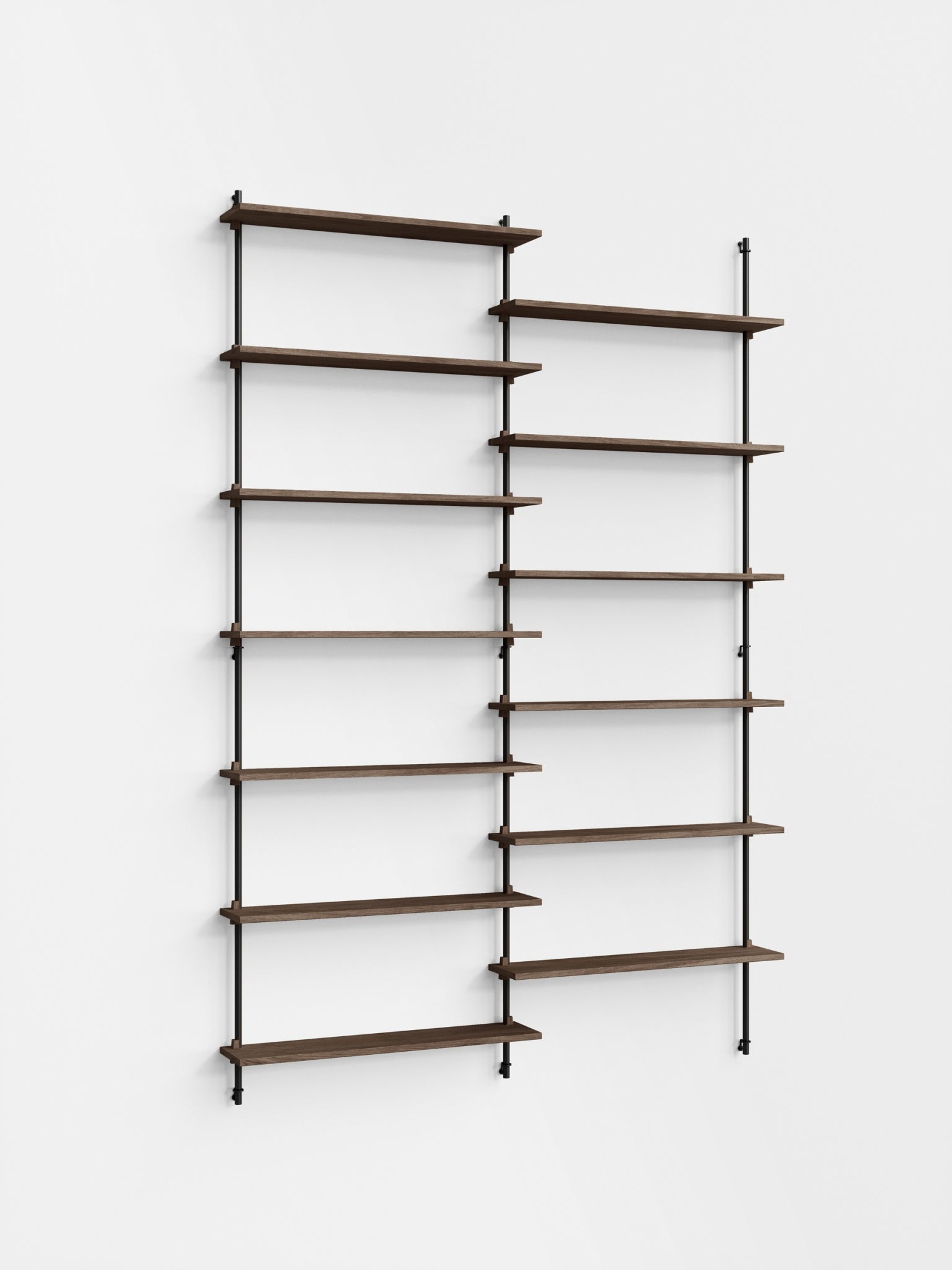 Moebe Wall Shelving Set Ws.230.2, Smoked Oak Shelves, Black Legs (fsc Mix Credit)