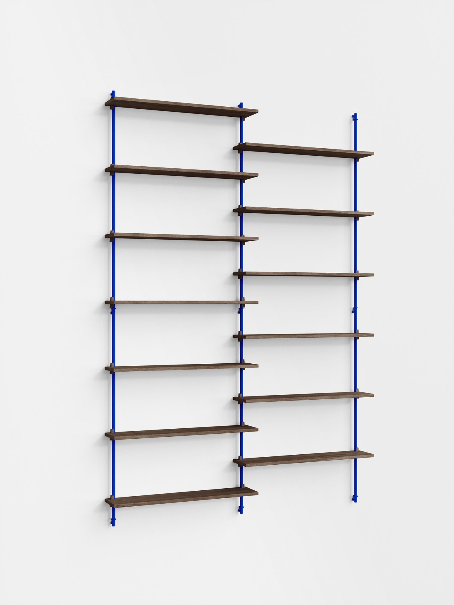 Moebe Wall Shelving Set Ws.230.2, Smoked Oak Shelves, Deep Blue Legs (fsc Mix Credit)