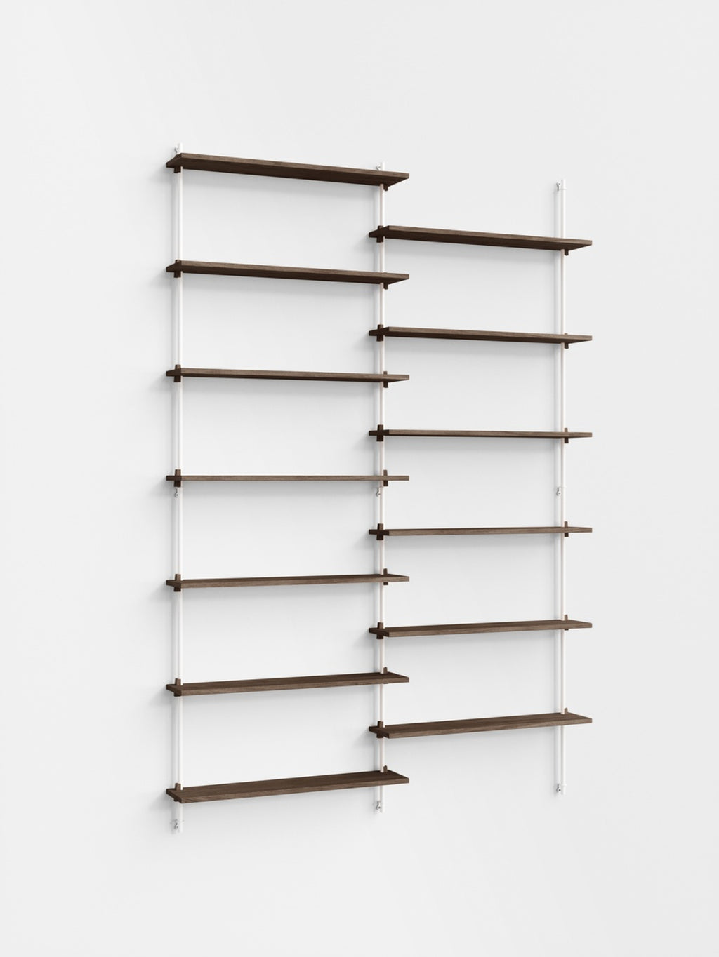 Moebe Wall Shelving Set Ws.230.2, Smoked Oak Shelves, White Legs (fsc Mix Credit)