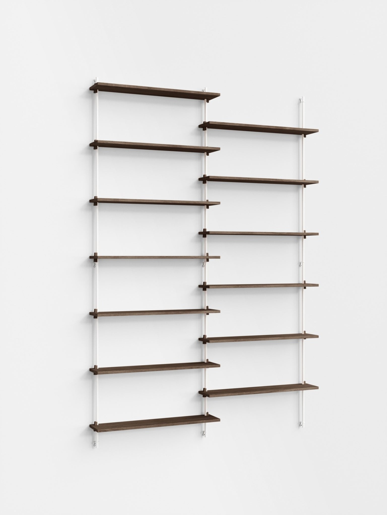 Moebe Wall Shelving Set Ws.230.2, Smoked Oak Shelves, White Legs (fsc Mix Credit)