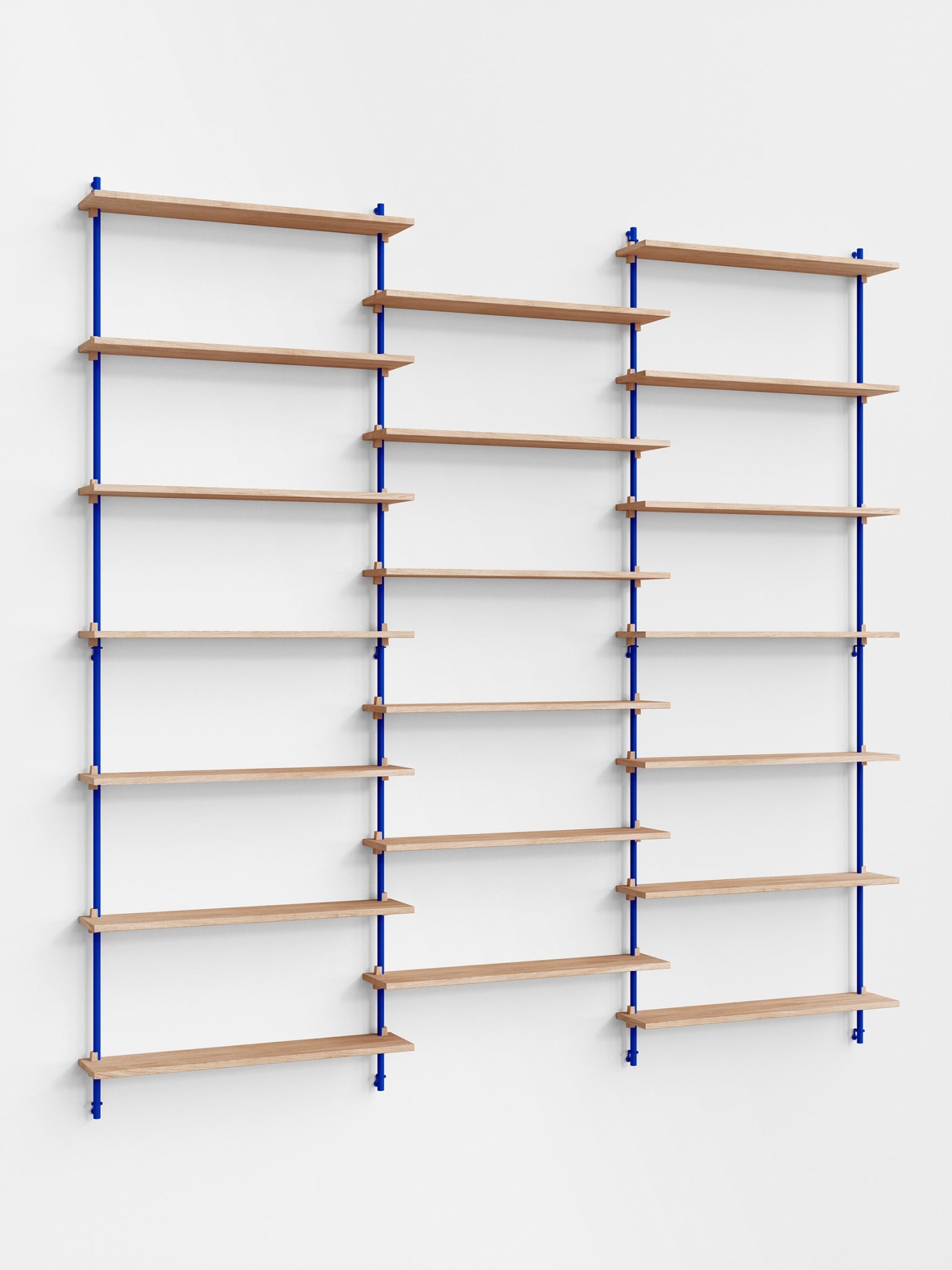 Moebe Wall Shelving Set Ws.230.3, Oak Shelves, Deep Blue Legs (fsc Mix Credit)