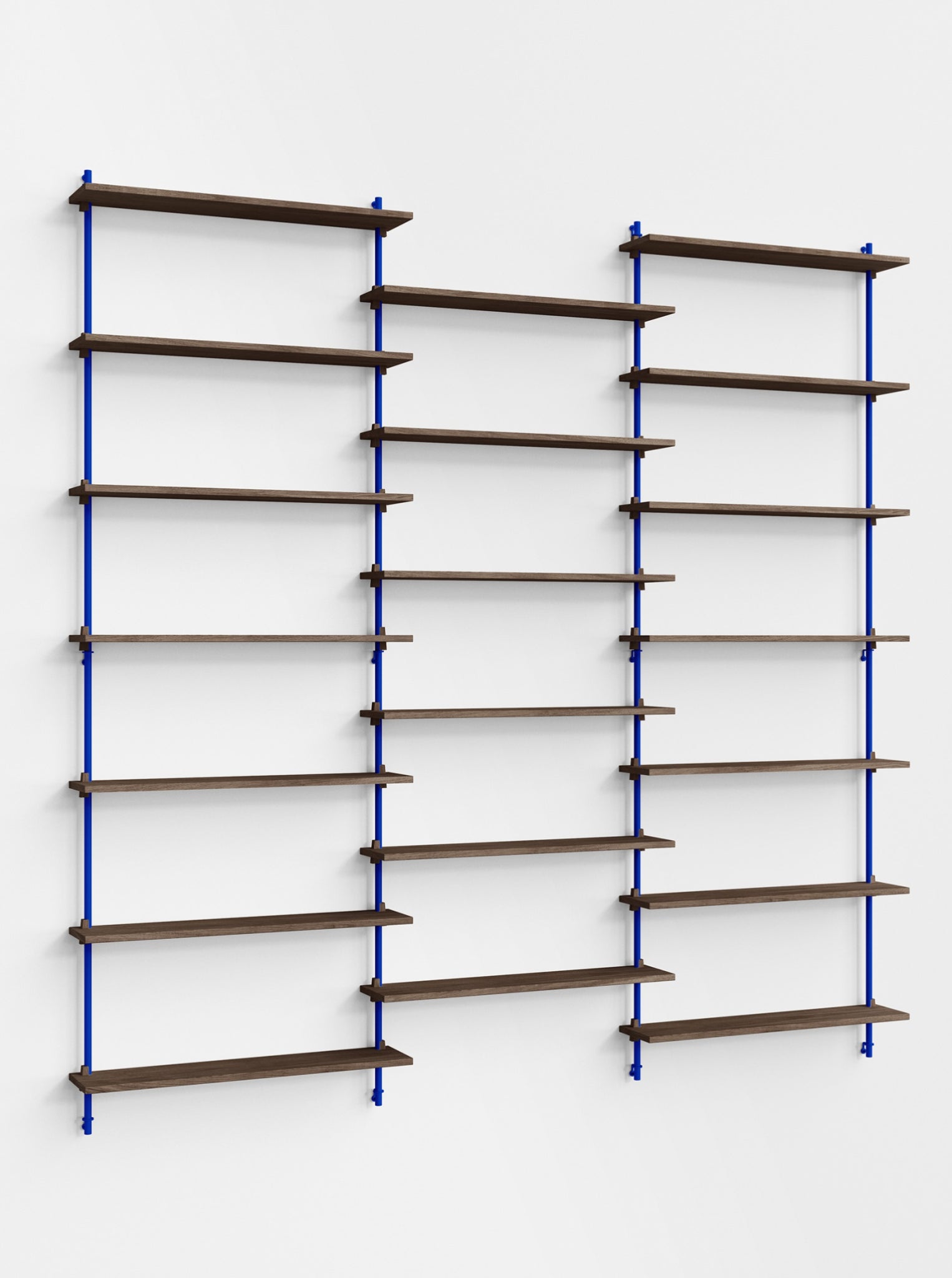 Moebe Wall Shelving Set Ws.230.3, Smoked Oak Shelves, Deep Blue Legs (fsc Mix Credit)