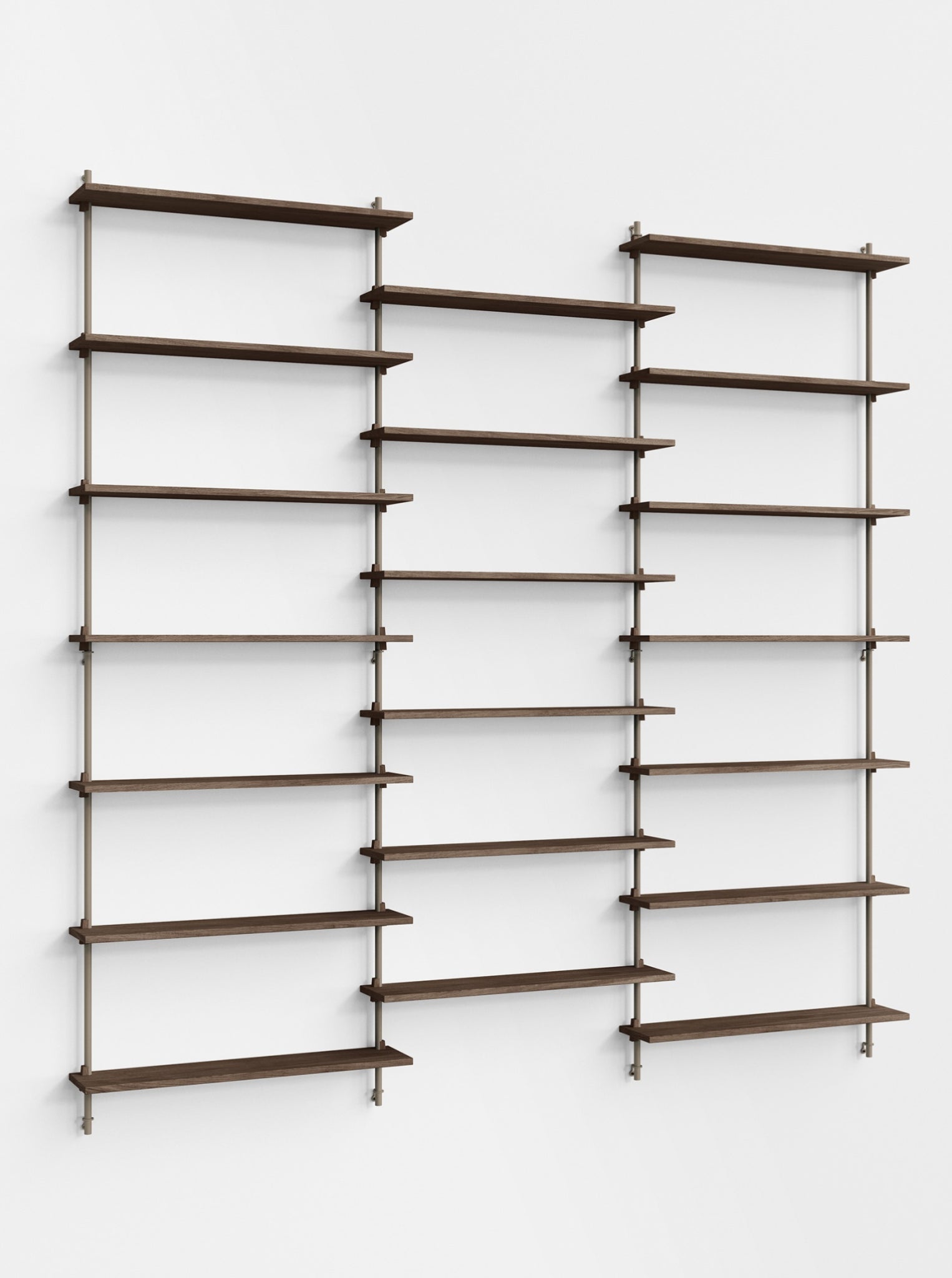 Moebe Wall Shelving Set Ws.230.3, Smoked Oak Shelves, Warm Grey Legs (fsc Mix Credit)