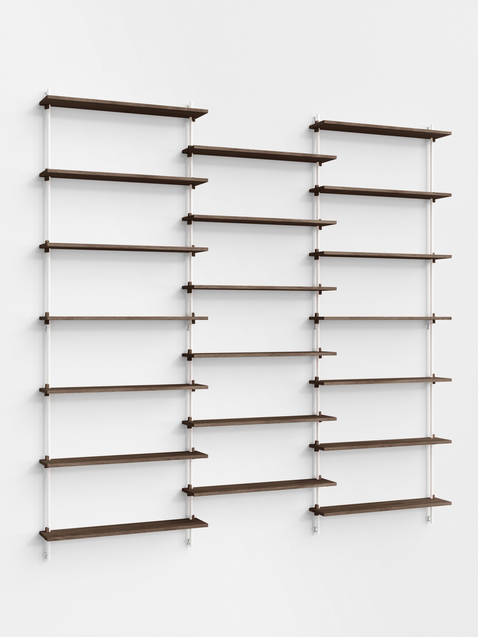 Moebe Wall Shelving Set Ws.230.3, Smoked Oak Shelves, White Legs (fsc Mix Credit)