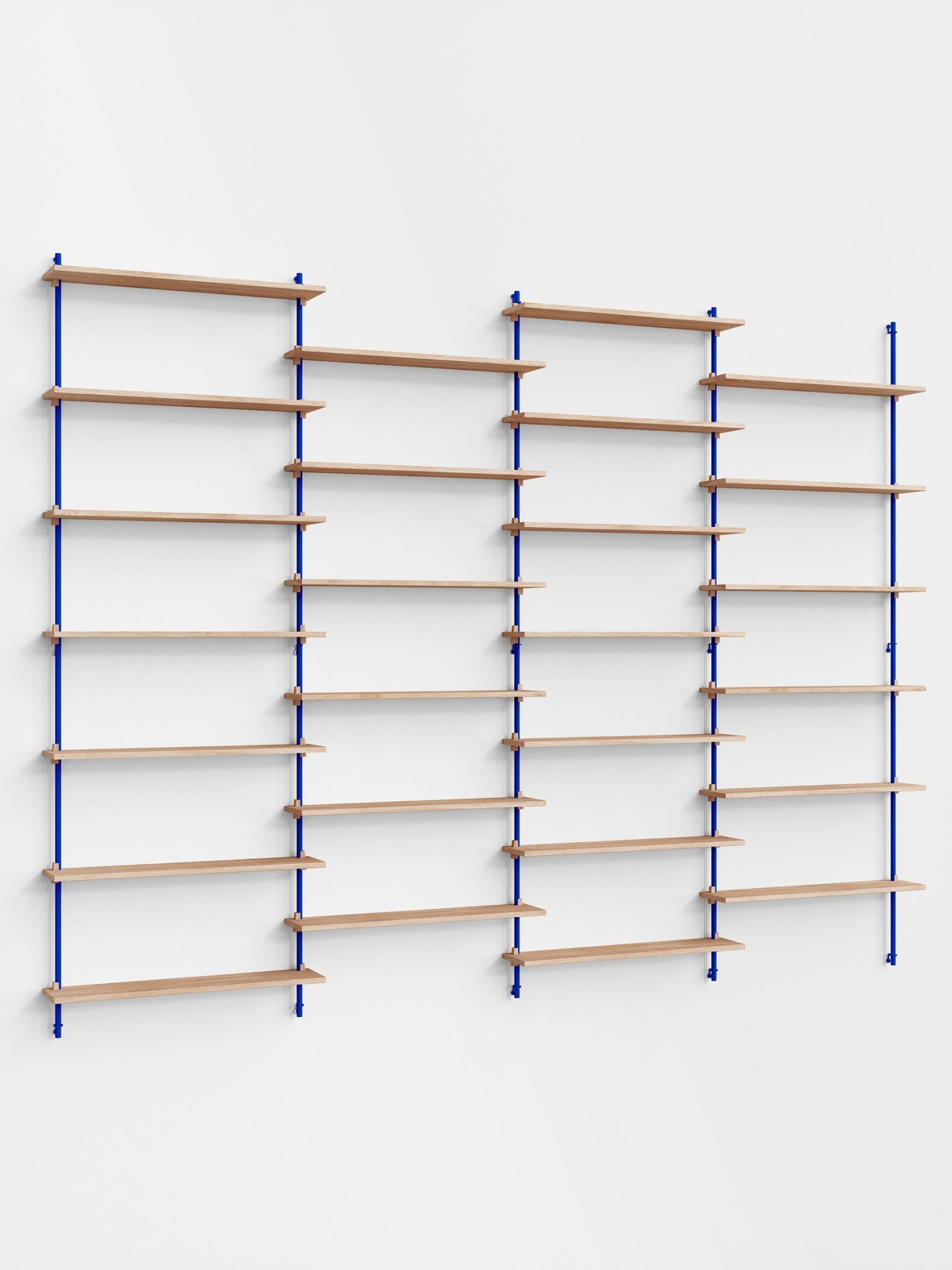 Moebe Wall Shelving Set Ws.230.4, Oak Shelves, Deep Blue Legs (fsc Mix Credit)