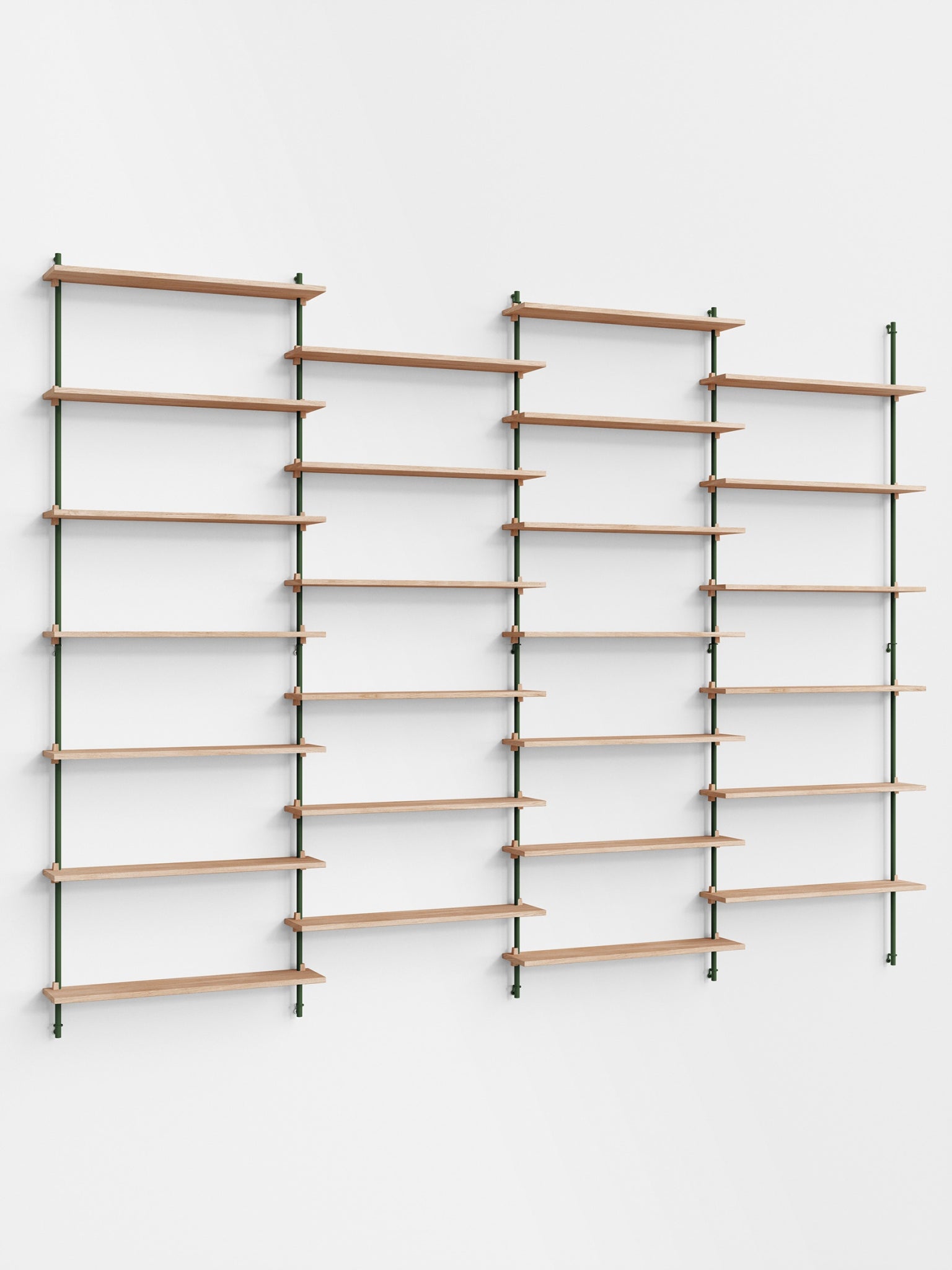 Moebe Wall Shelving Set Ws.230.4, Oak Shelves, Pine Green Legs (fsc Mix Credit)