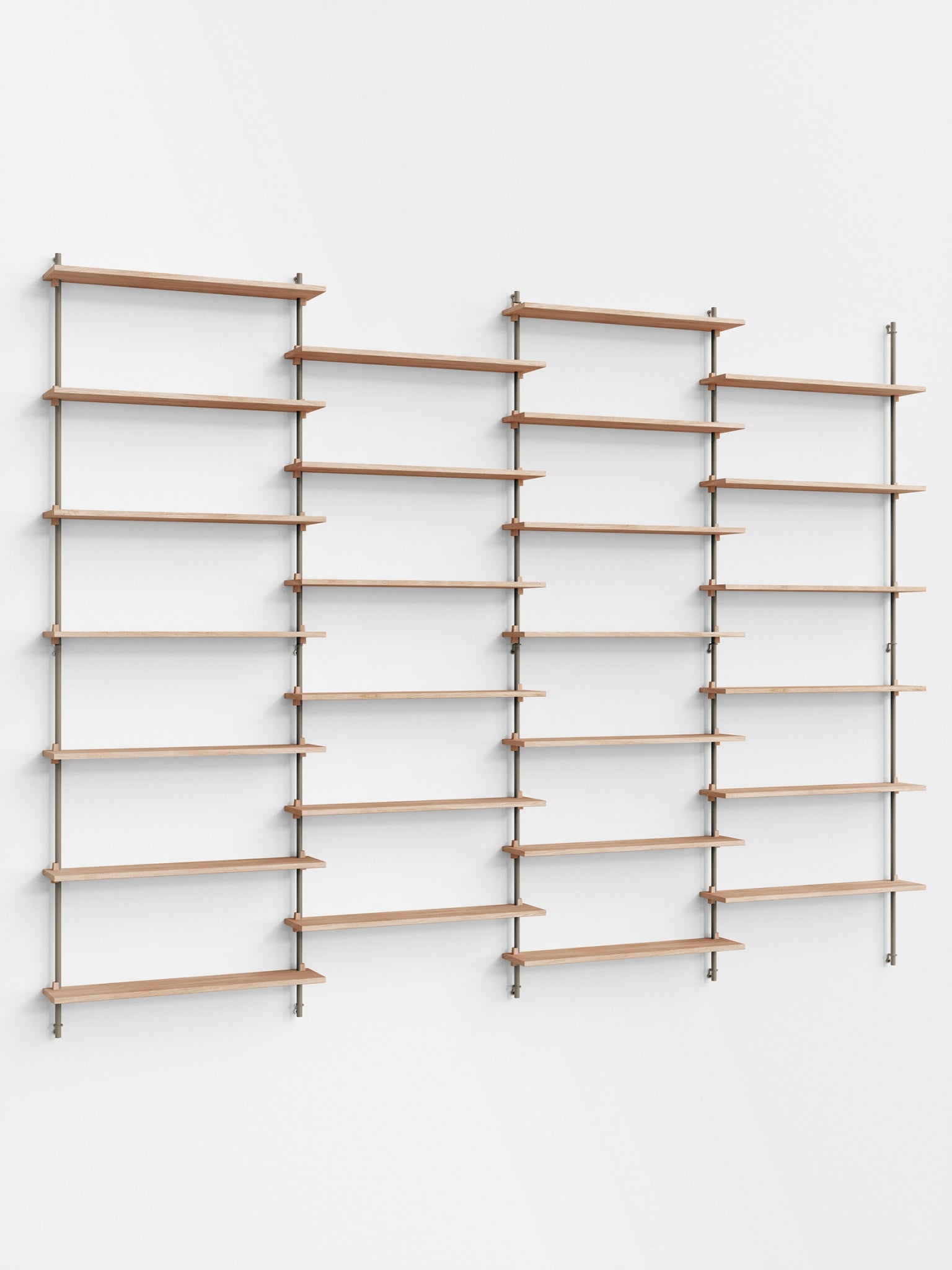 Moebe Wall Shelving Set Ws.230.4, Oak Shelves, Warm Grey Legs (fsc Mix Credit)