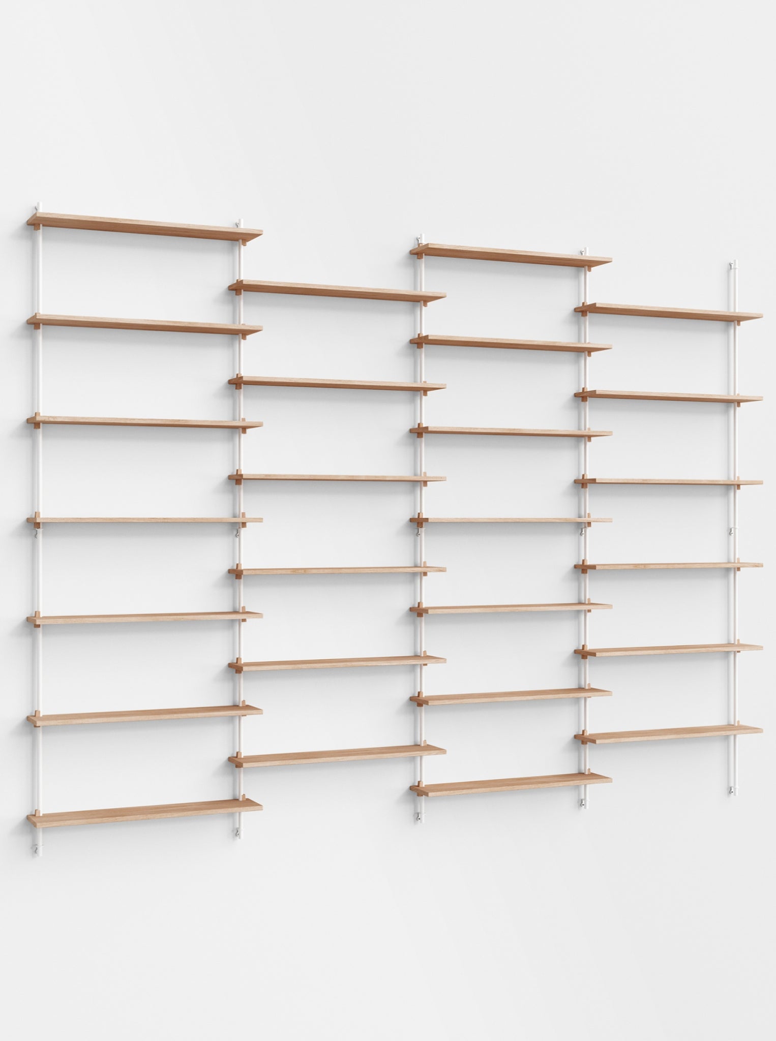 Moebe Wall Shelving Set Ws.230.4, Oak Shelves, White Legs (fsc Mix Credit)