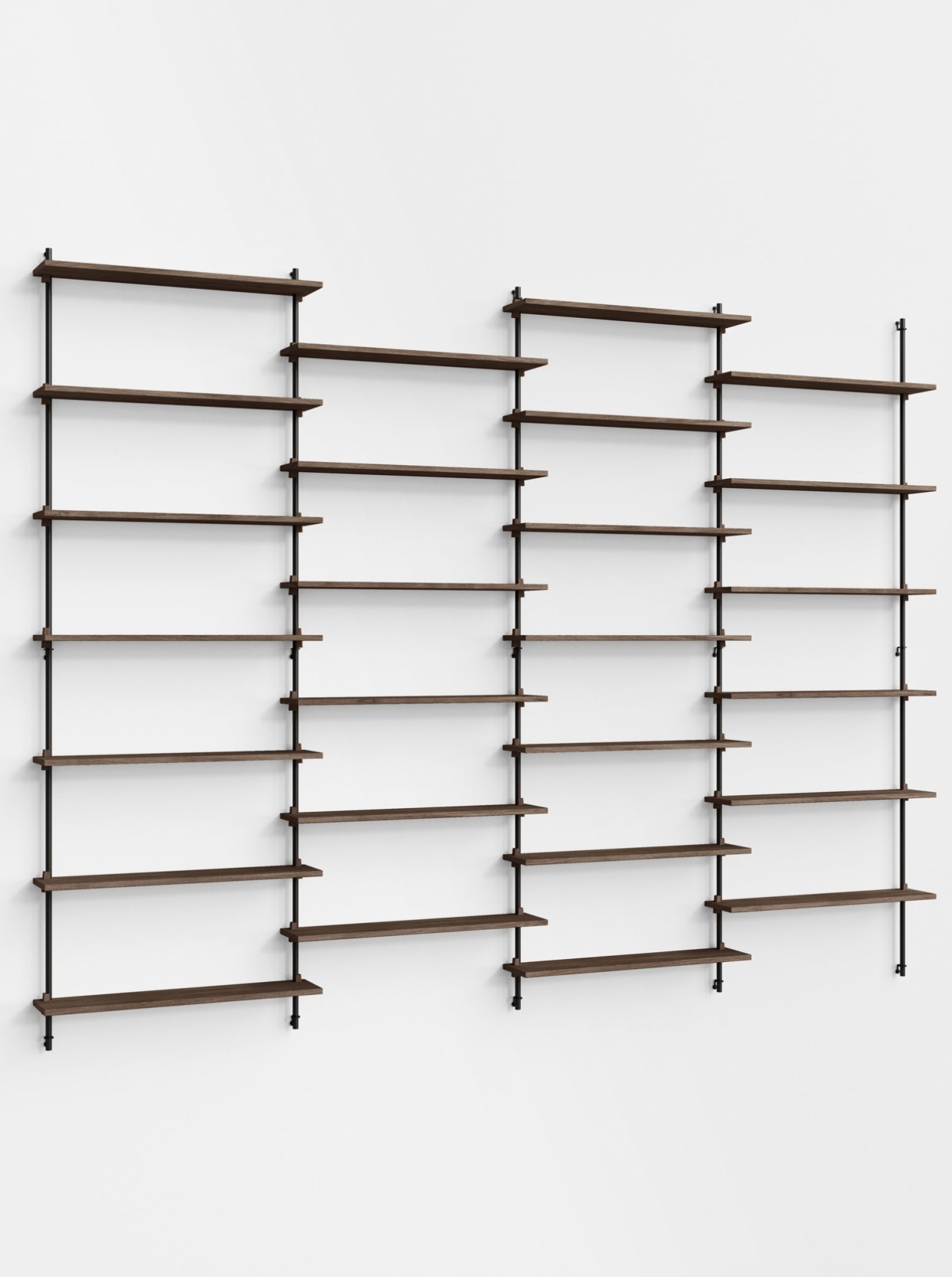Moebe Wall Shelving Set Ws.230.4, Smoked Oak Shelves, Black Legs (fsc Mix Credit)