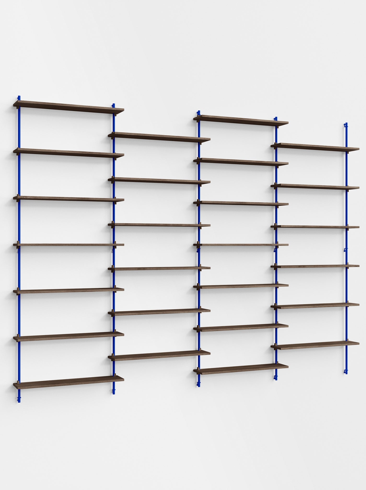 Moebe Wall Shelving Set Ws.230.4, Smoked Oak Shelves, Deep Blue Legs (fsc Mix Credit)