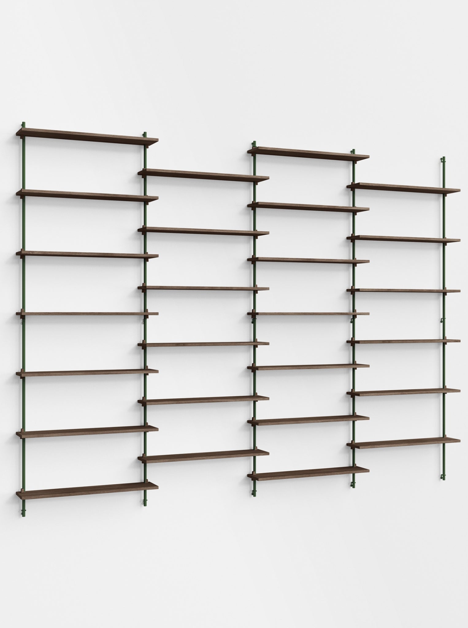 Moebe Wall Shelving Set Ws.230.4, Smoked Oak Shelves, Pine Green Legs (fsc Mix Credit)