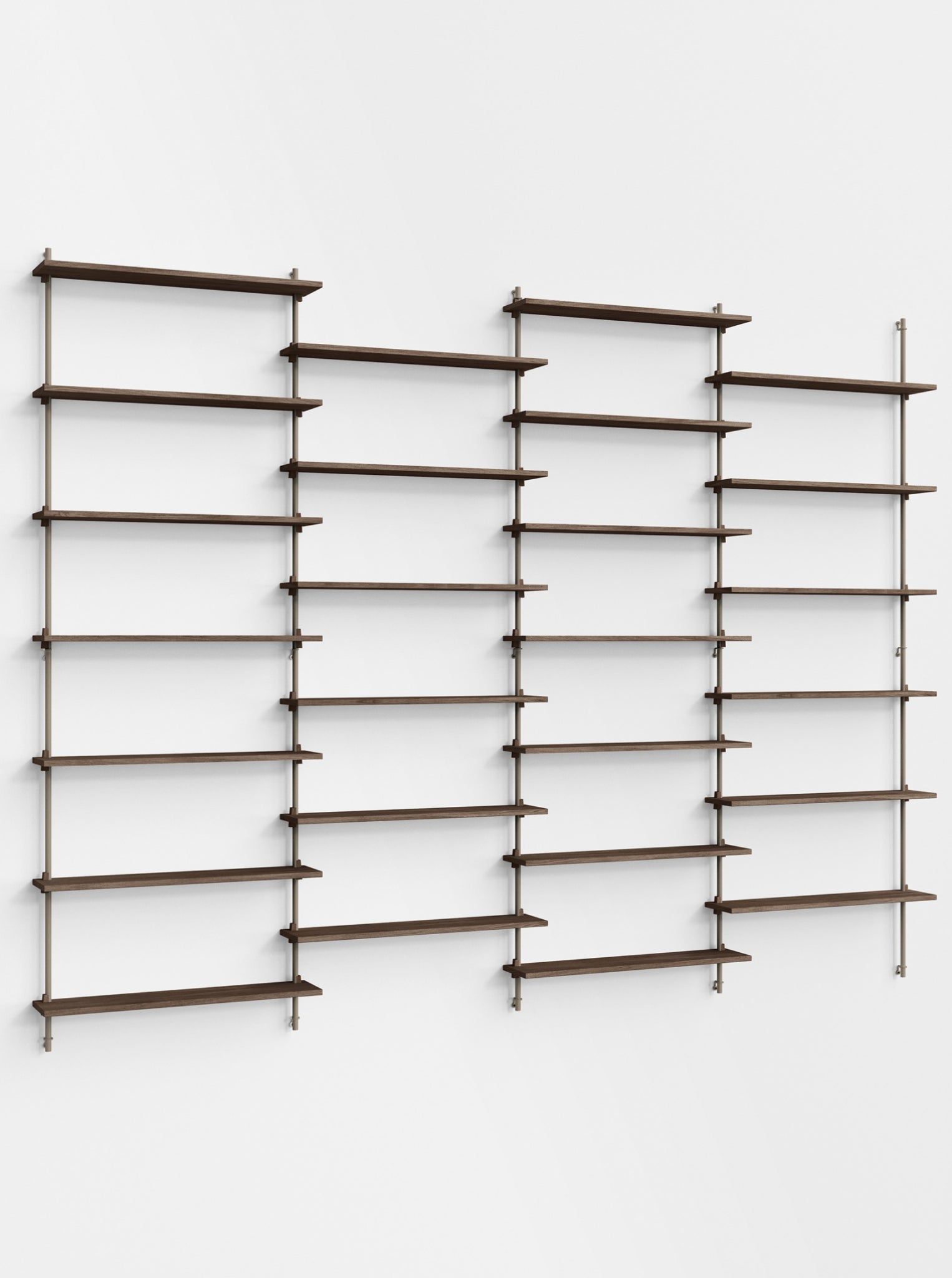 Moebe Wall Shelving Set Ws.230.4, Smoked Oak Shelves, Warm Grey Legs (fsc Mix Credit)