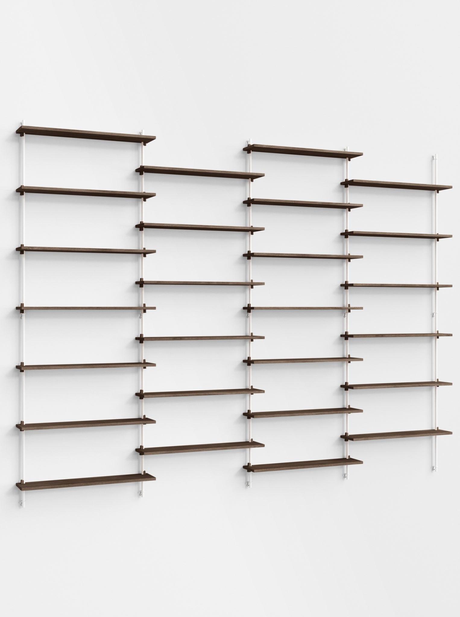 Moebe Wall Shelving Set Ws.230.4, Smoked Oak Shelves, White Legs (fsc Mix Credit)