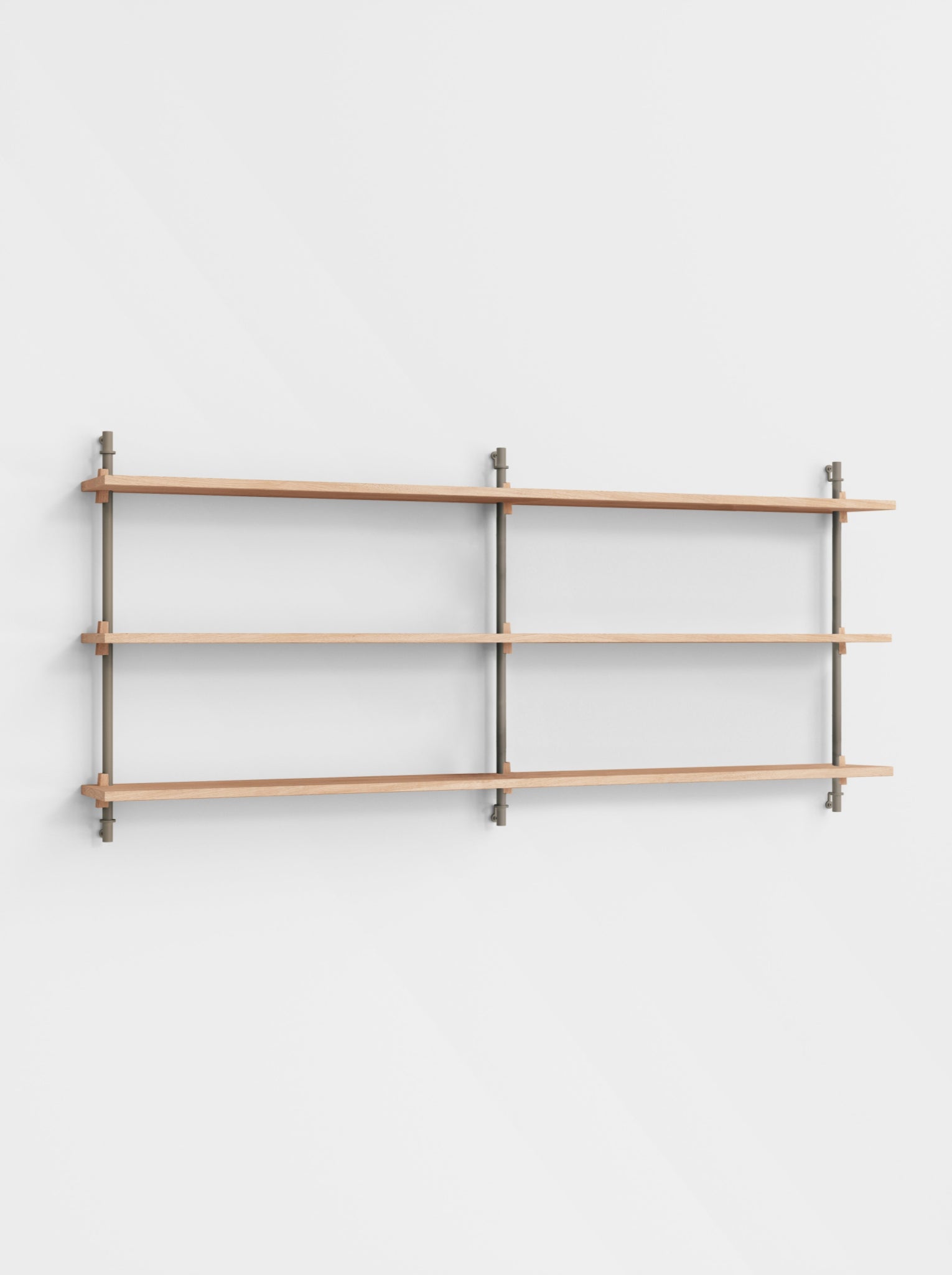 Moebe Wall Shelving Set Ws.65.2.b, Oak Shelves, Warm Grey Legs (fsc Mix Credit)