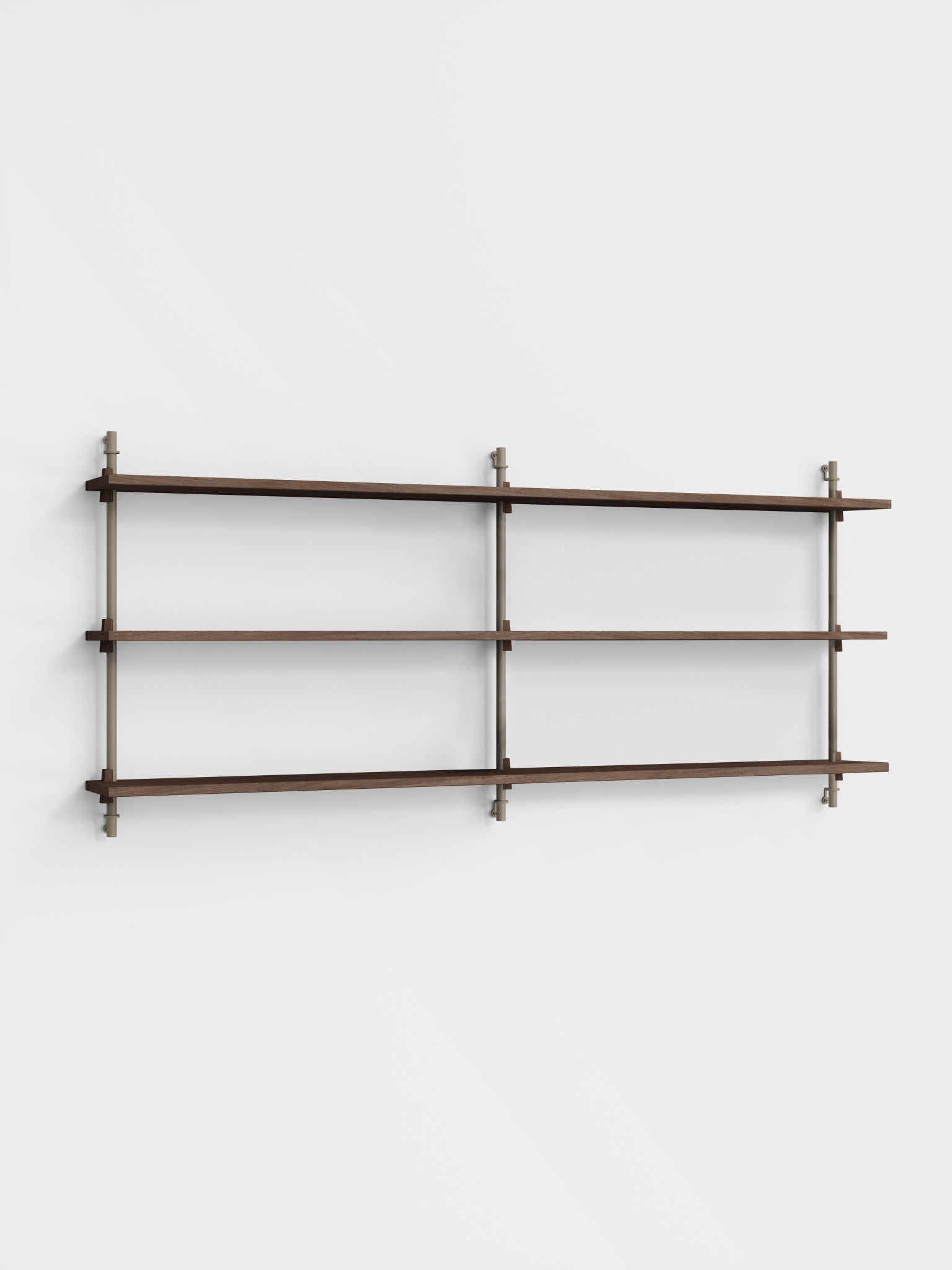 Moebe Wall Shelving Set Ws.65.2.b, Smoked Oak Shelves, Warm Grey Legs (fsc Mix Credit)