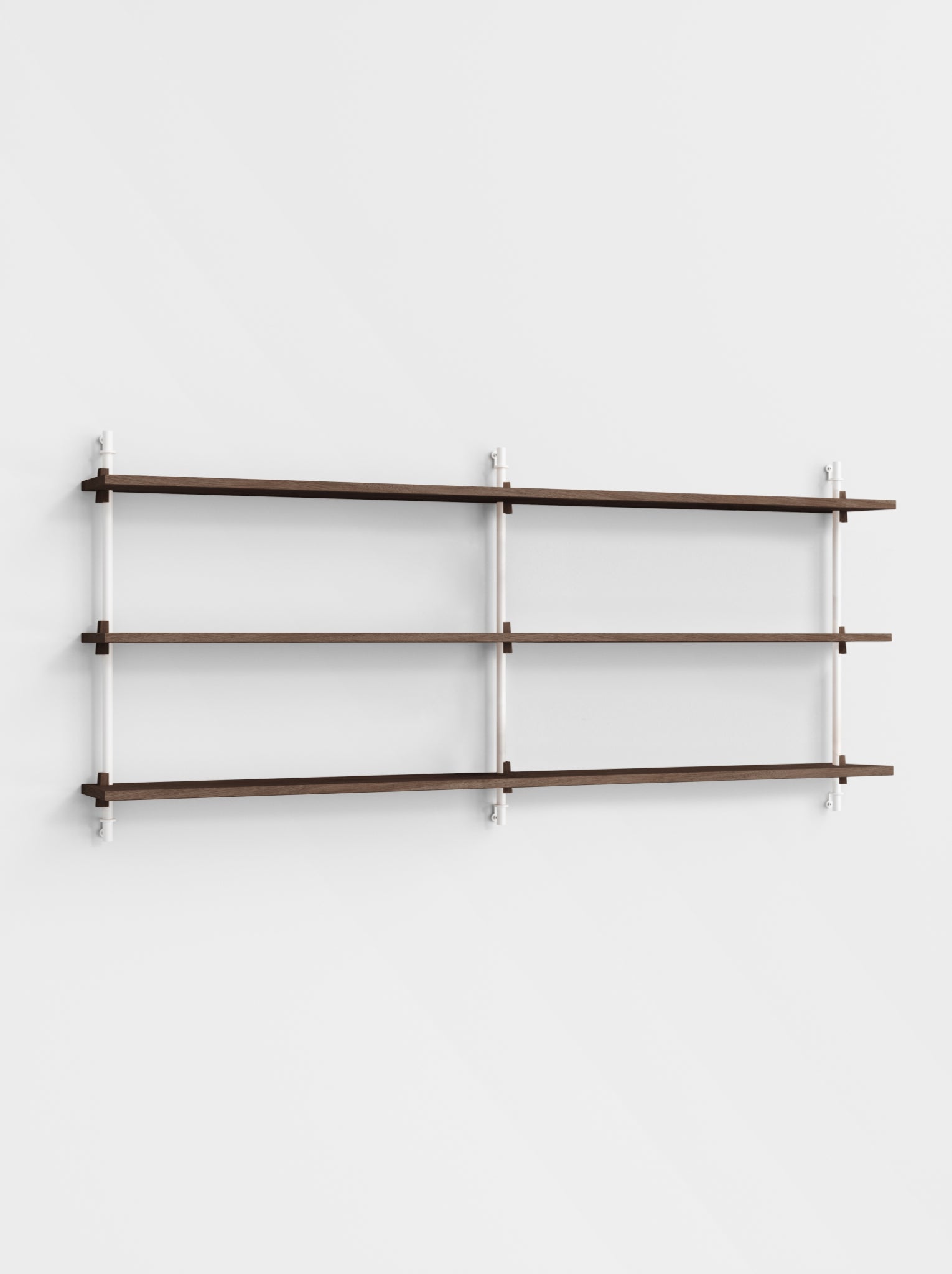 Moebe Wall Shelving Set Ws.65.2.b, Smoked Oak Shelves, White Legs (fsc Mix Credit)
