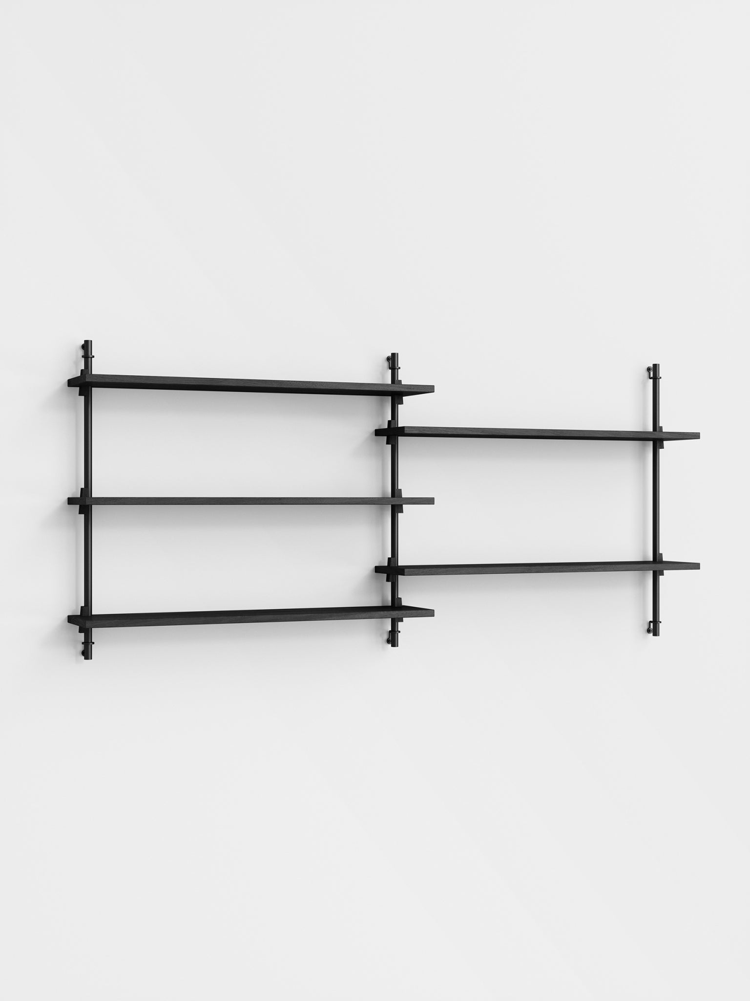 Moebe Wall Shelving Set Ws.65.2, Black Shelves, Black Legs (fsc Mix Credit)