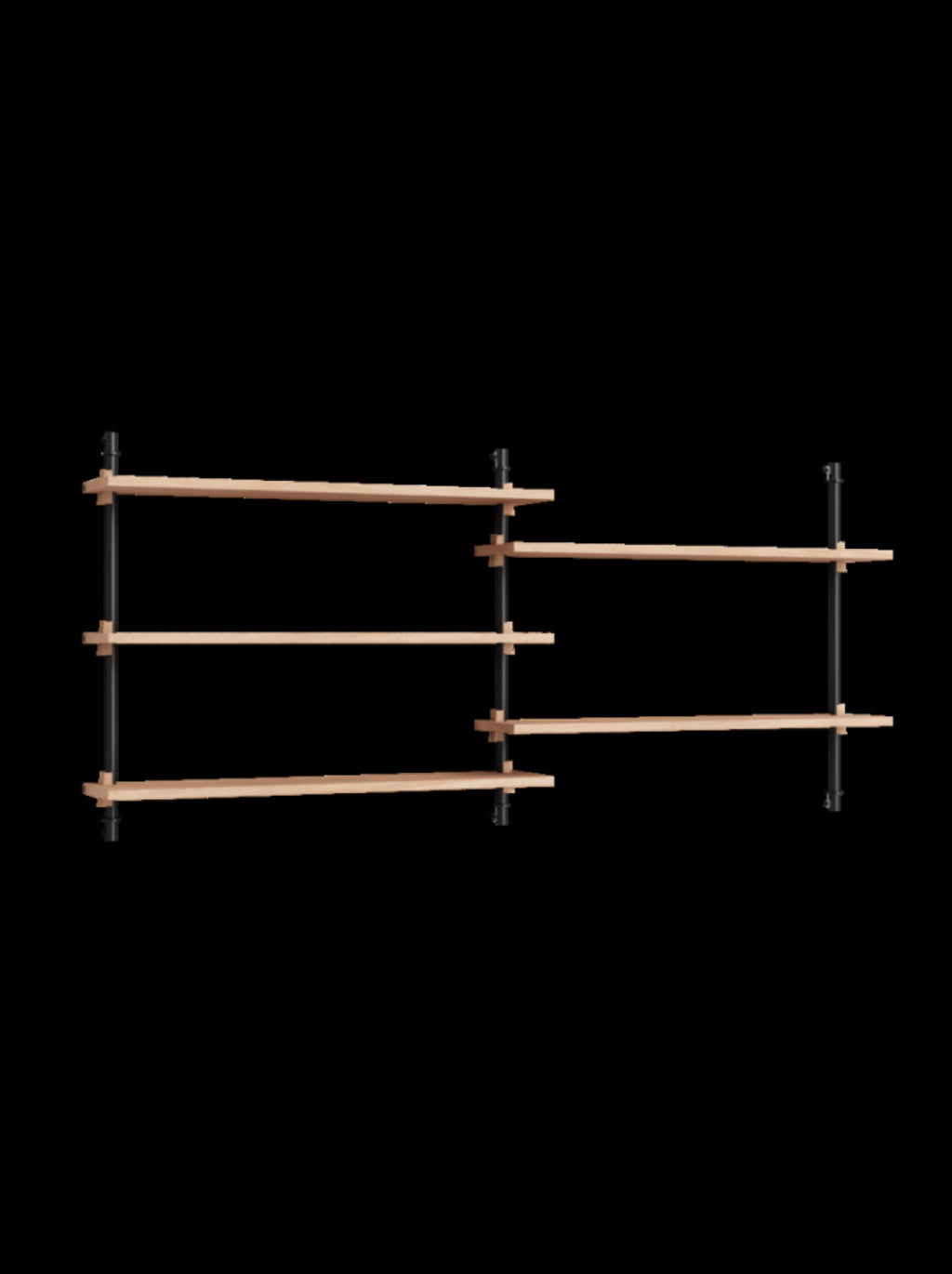 Moebe Wall Shelving Set Ws.65.2, Oak Shelves, Black Legs (fsc Mix Credit)