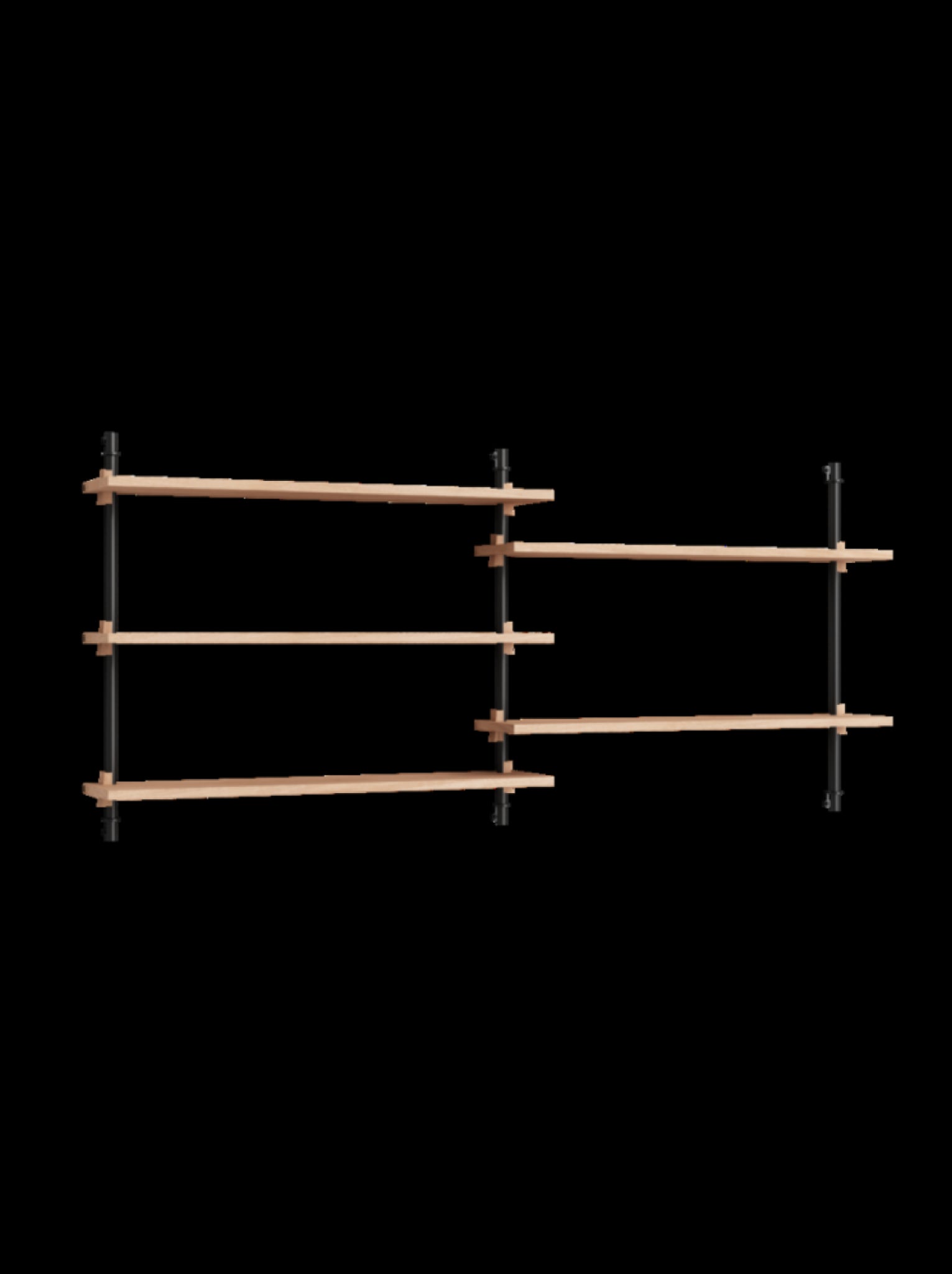 Moebe Wall Shelving Set Ws.65.2, Oak Shelves, Black Legs (fsc Mix Credit)