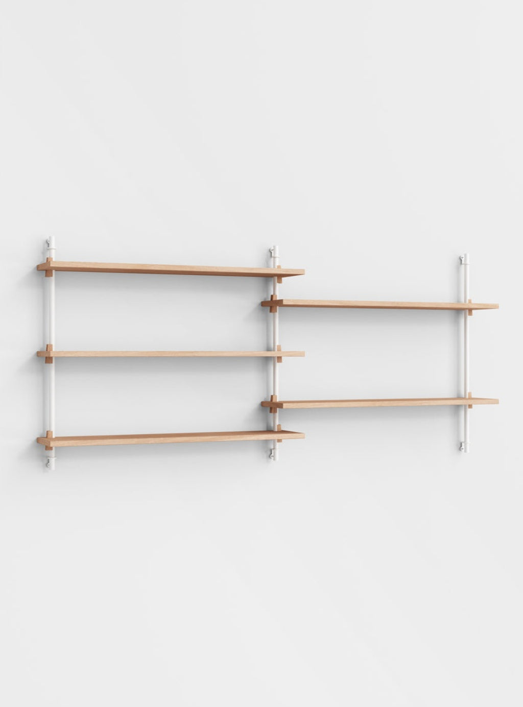 Moebe Wall Shelving Set Ws.65.2, Oak Shelves, White Legs (fsc Mix Credit)