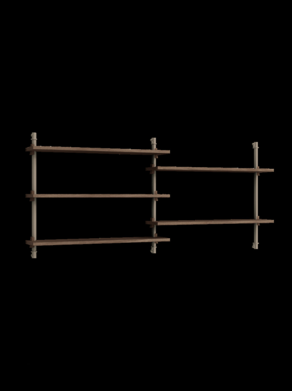 Moebe Wall Shelving Set Ws.65.2, Smoked Oak Shelves, Warm Grey Legs (fsc Mix Credit)