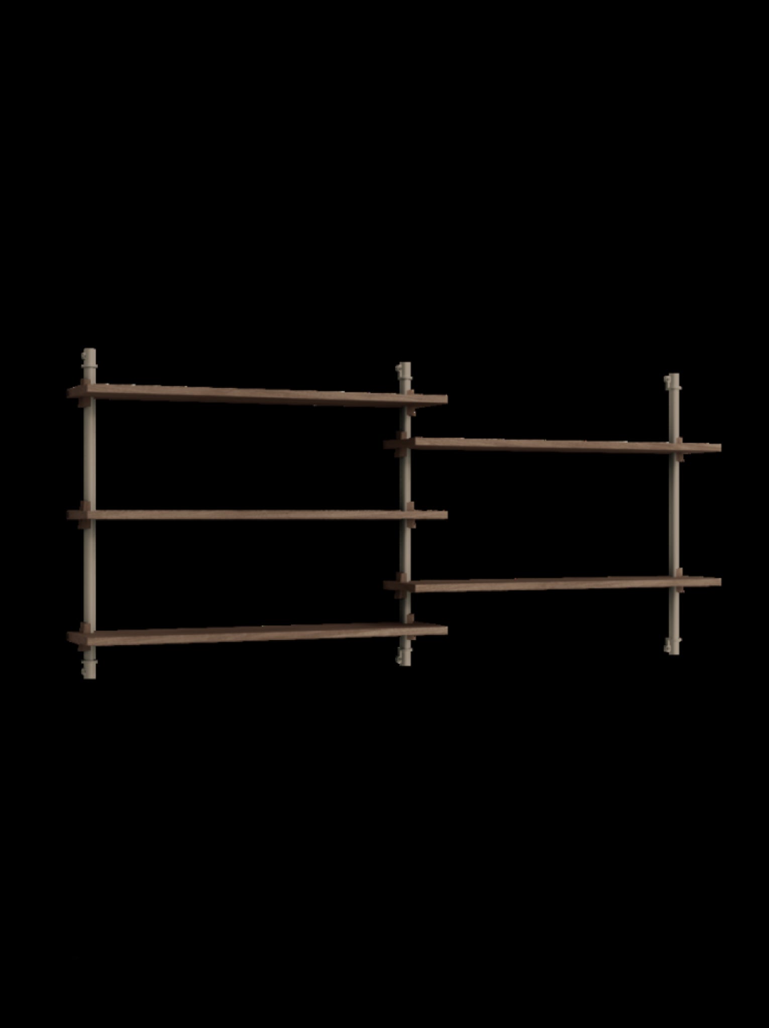 Moebe Wall Shelving Set Ws.65.2, Smoked Oak Shelves, Warm Grey Legs (fsc Mix Credit)