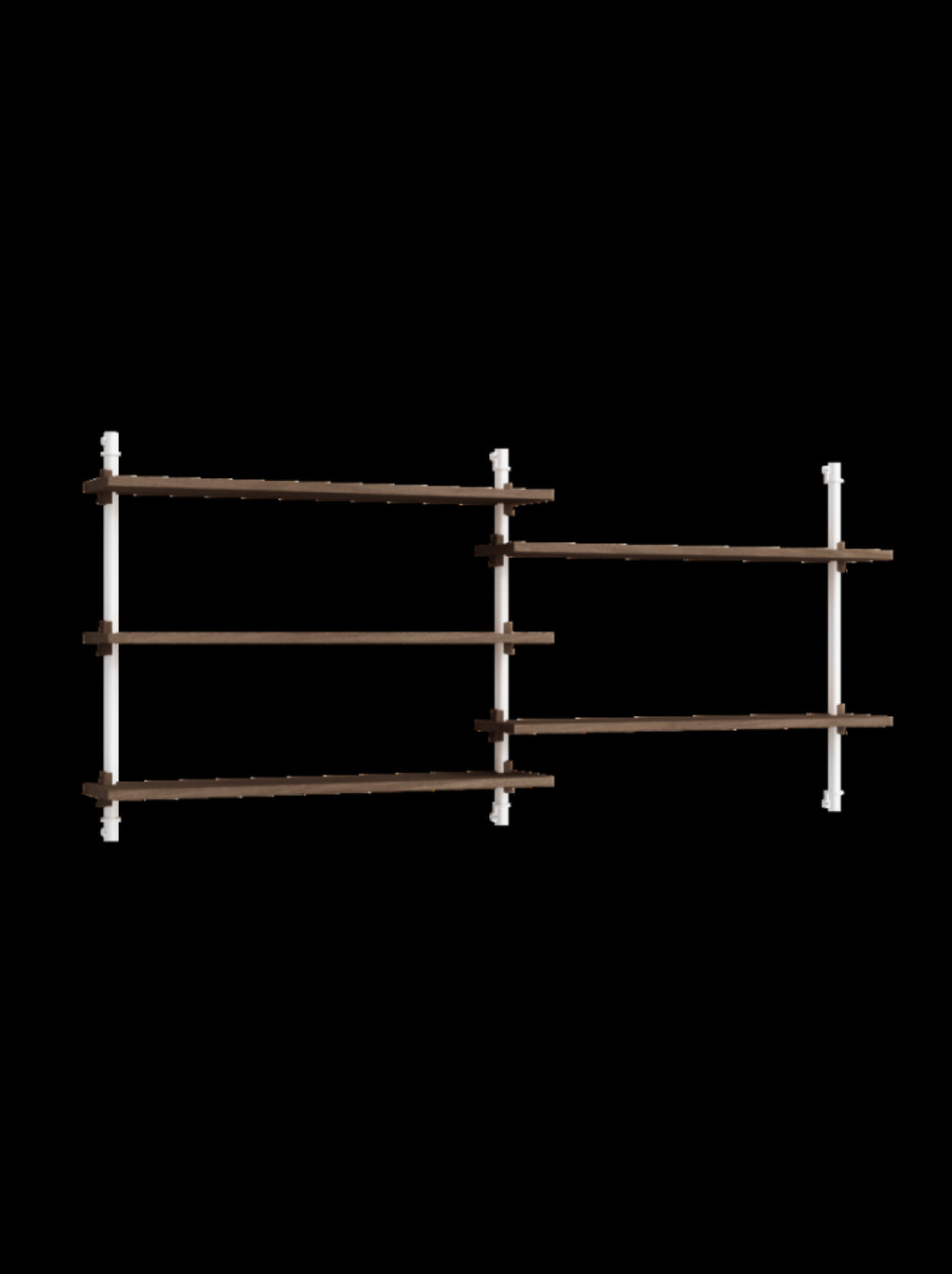 Moebe Wall Shelving Set Ws.65.2, Smoked Oak Shelves, White Legs (fsc Mix Credit)