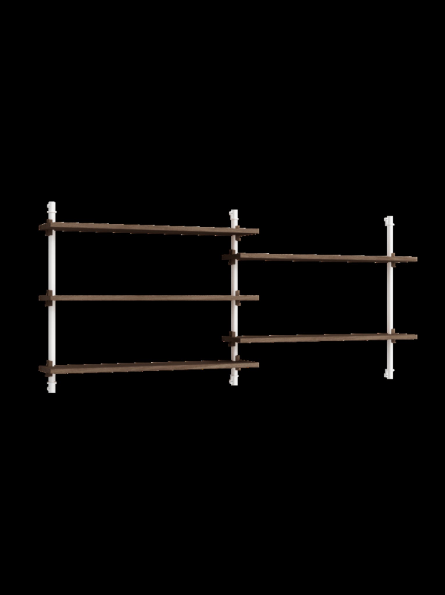 Moebe Wall Shelving Set Ws.65.2, Smoked Oak Shelves, White Legs (fsc Mix Credit)