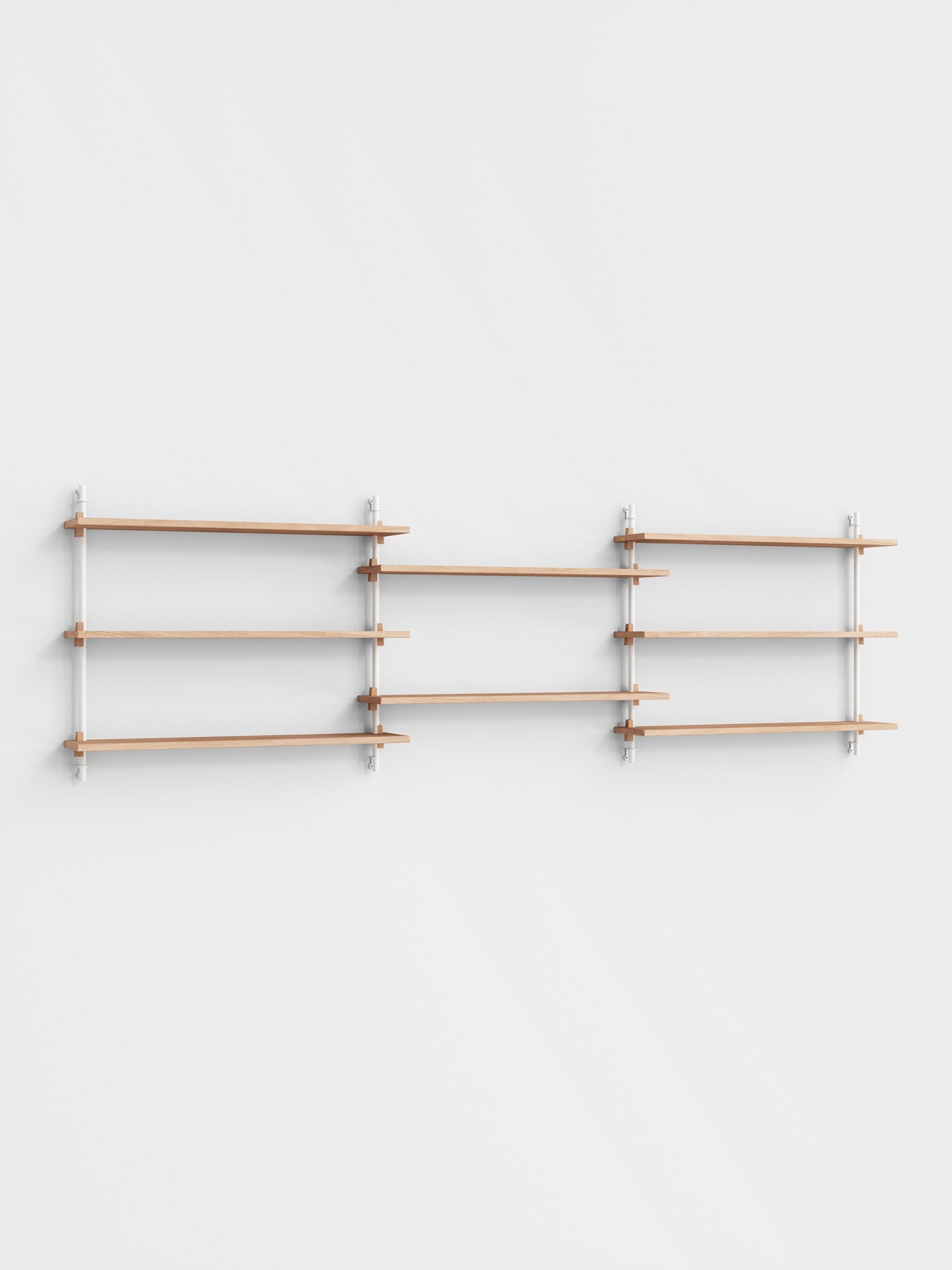 Moebe Wall Shelving Set Ws.65.3, Oak Shelves, White Legs (fsc Mix Credit)