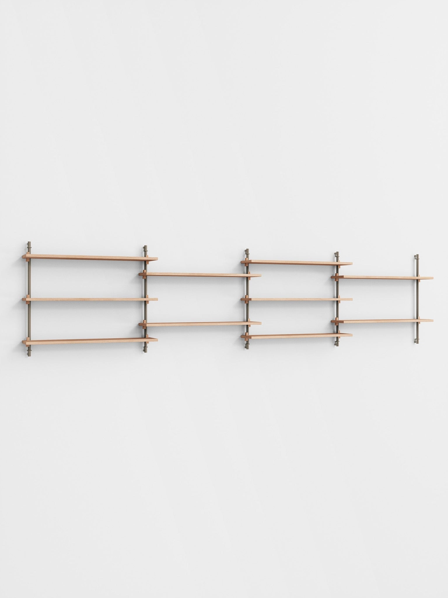 Moebe Wall Shelving Set Ws.65.4, Oak Shelves, Warm Grey Legs (fsc Mix Credit)