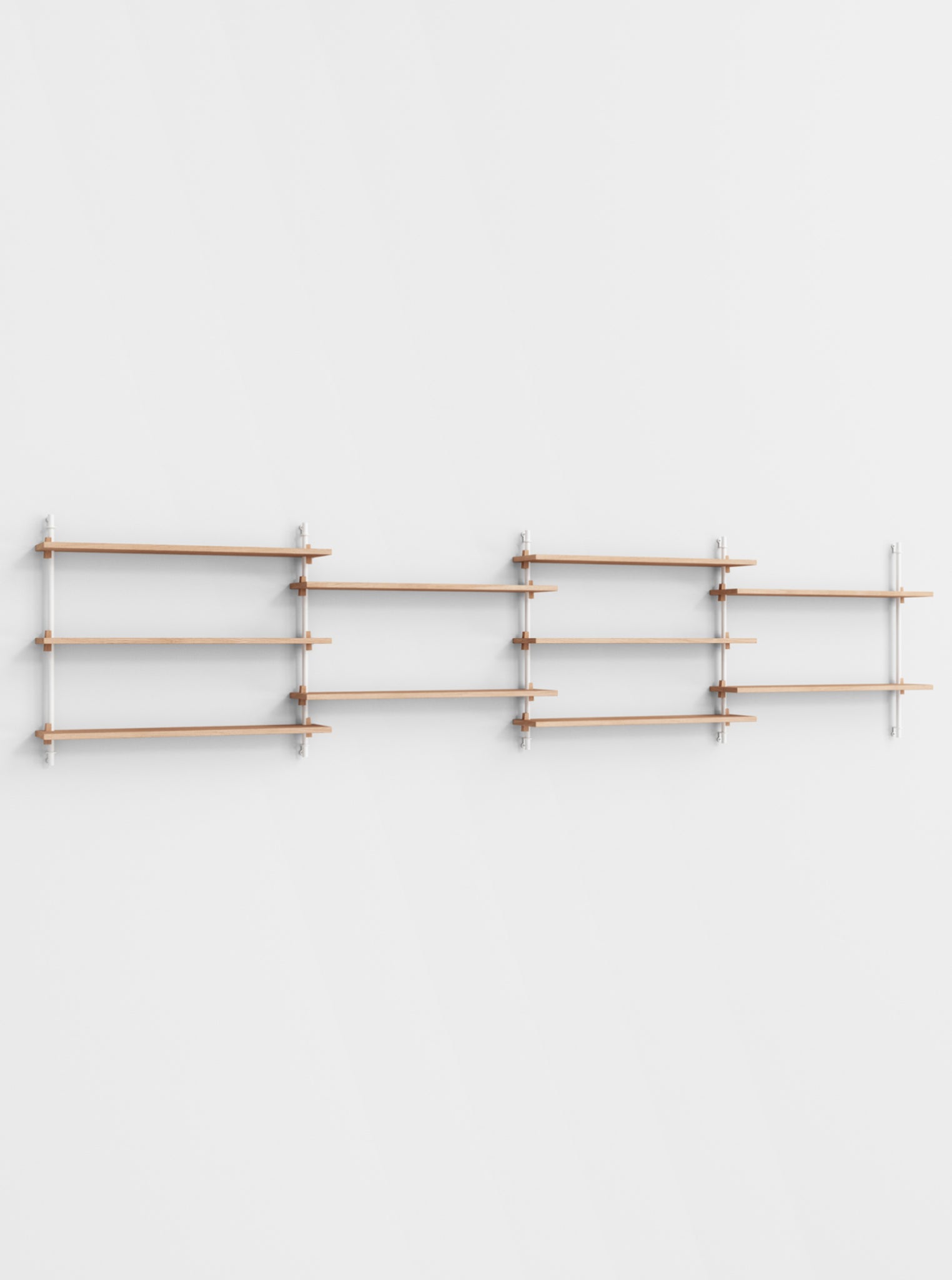 Moebe Wall Shelving Set Ws.65.4, Oak Shelves, White Legs (fsc Mix Credit)