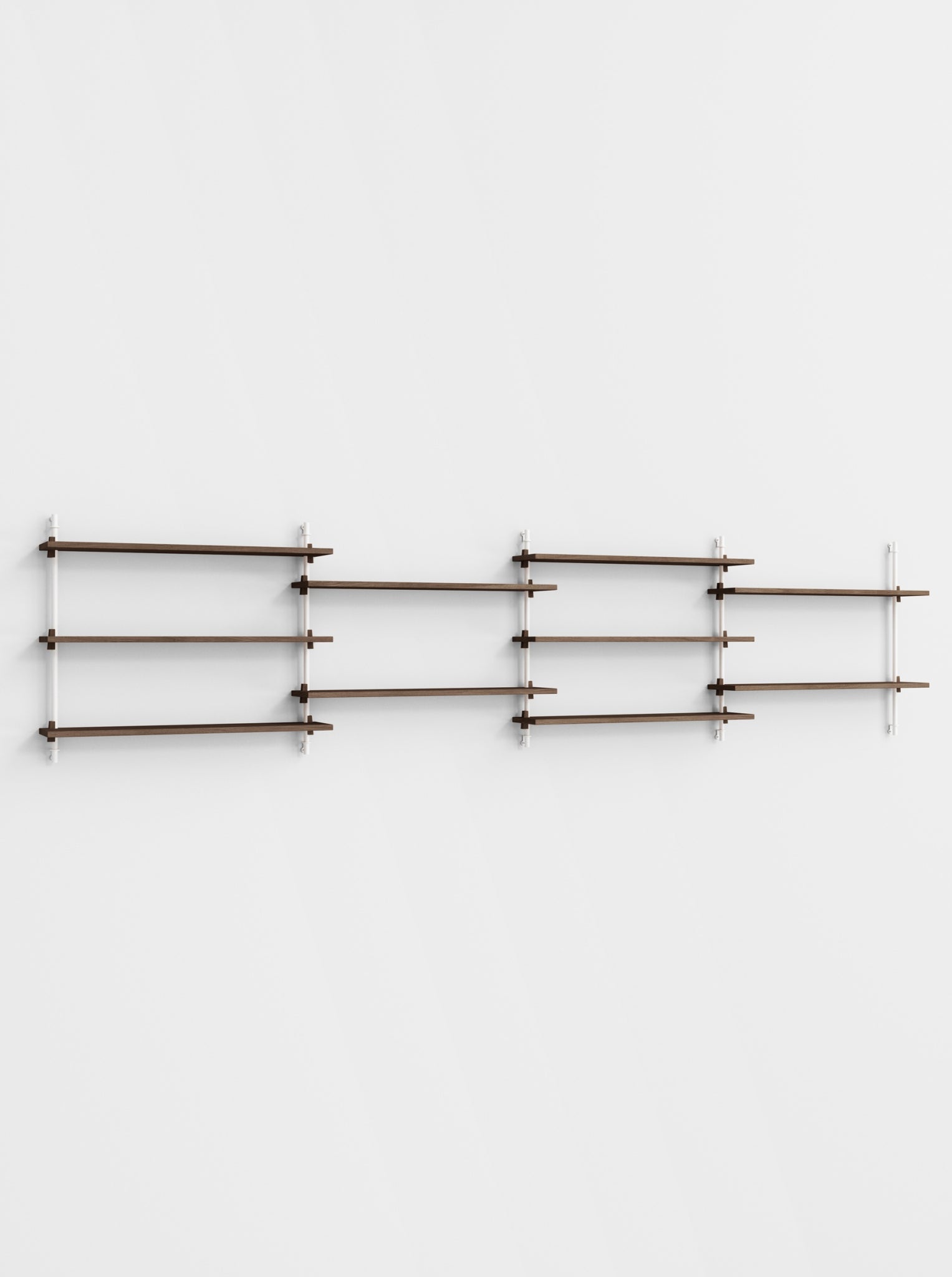 Moebe Wall Shelving Set Ws.65.4, Smoked Oak Shelves, White Legs (fsc Mix Credit)